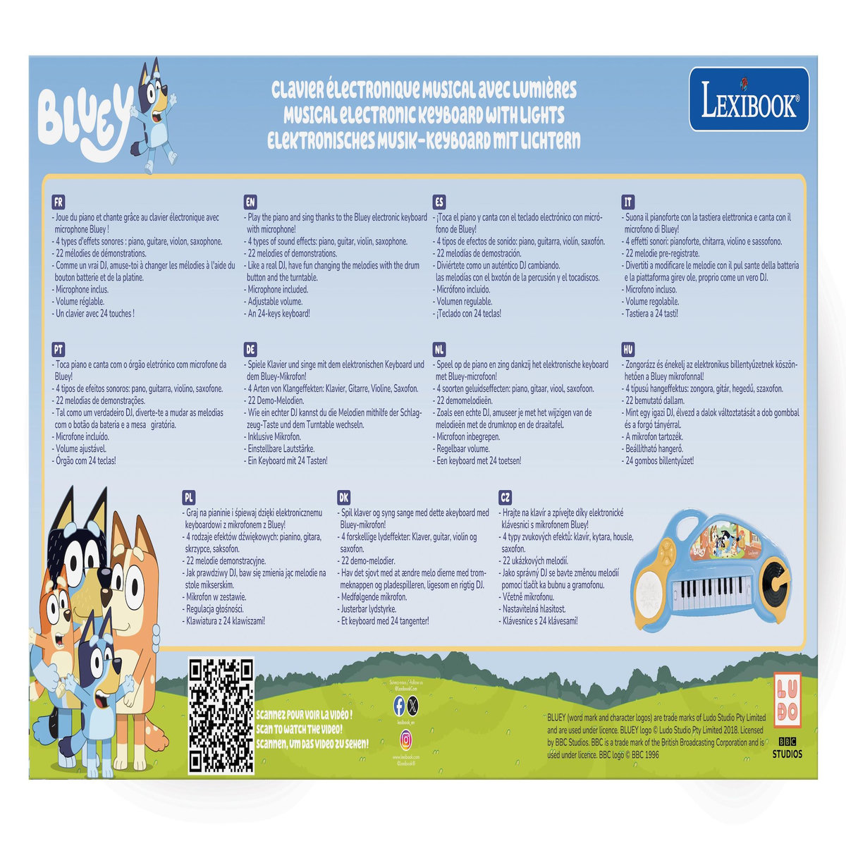 Lexibook Piano électronique pour enfants Bluey avec effets lumineux