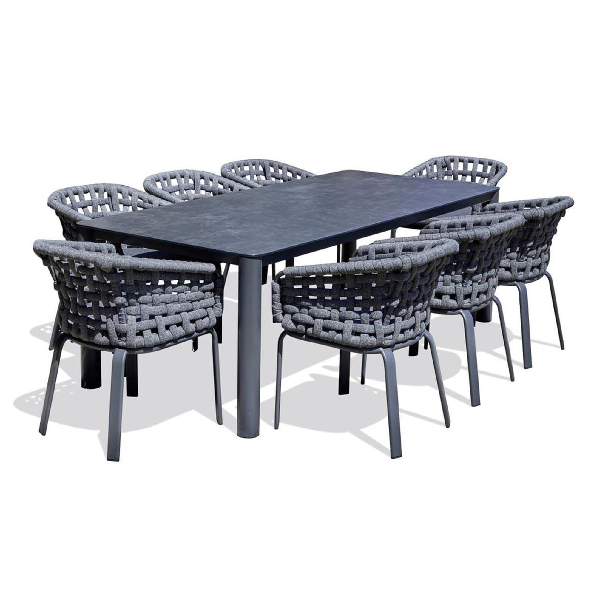 Paris Prix Ensemble Table de Jardin en Céramique & 8 Fauteuils  Camargue  220cm Gris Anthracite