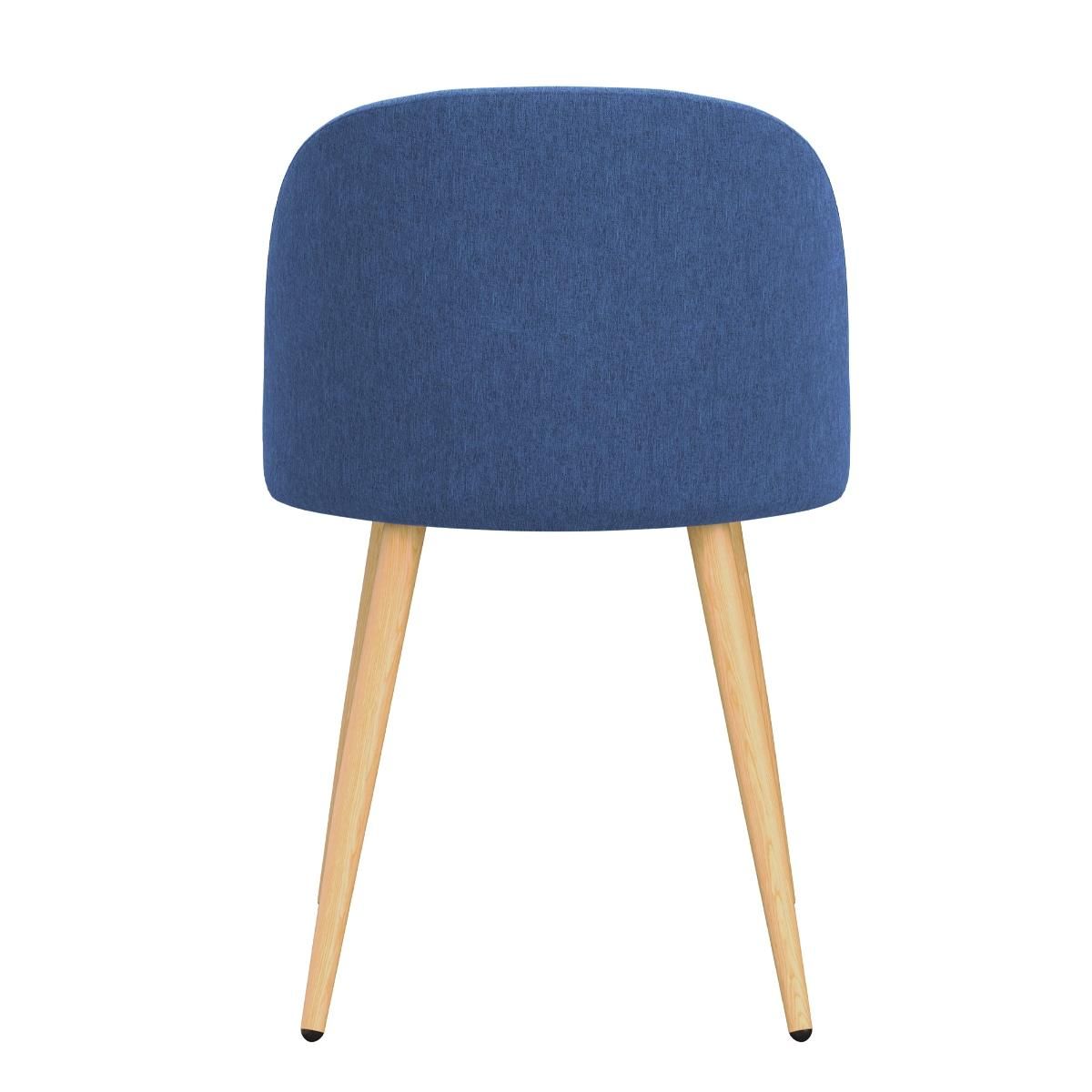 Rendez vous déco Lot de 2 chaises en tissu bleu et pieds en métal effet bois - Cozy