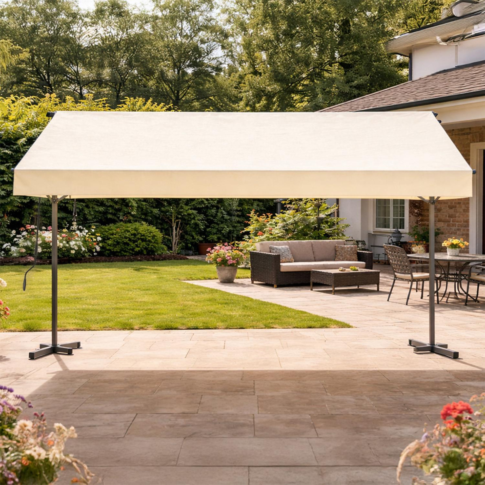 Voir la diapositive 3 : CONCEPT USINE Store banne double pente manuel 4 x 15-15 m beige hydrofuge iseo