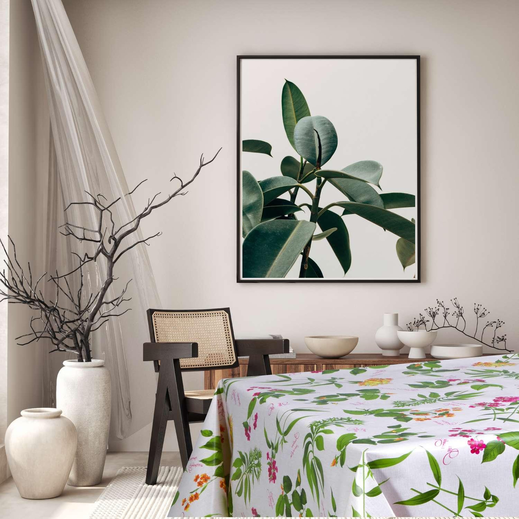Voir la diapositive 2 : HABITABLE Nappe en toile cirée rectangulaire Botanique - 140 x 200 cm - Fuchsia