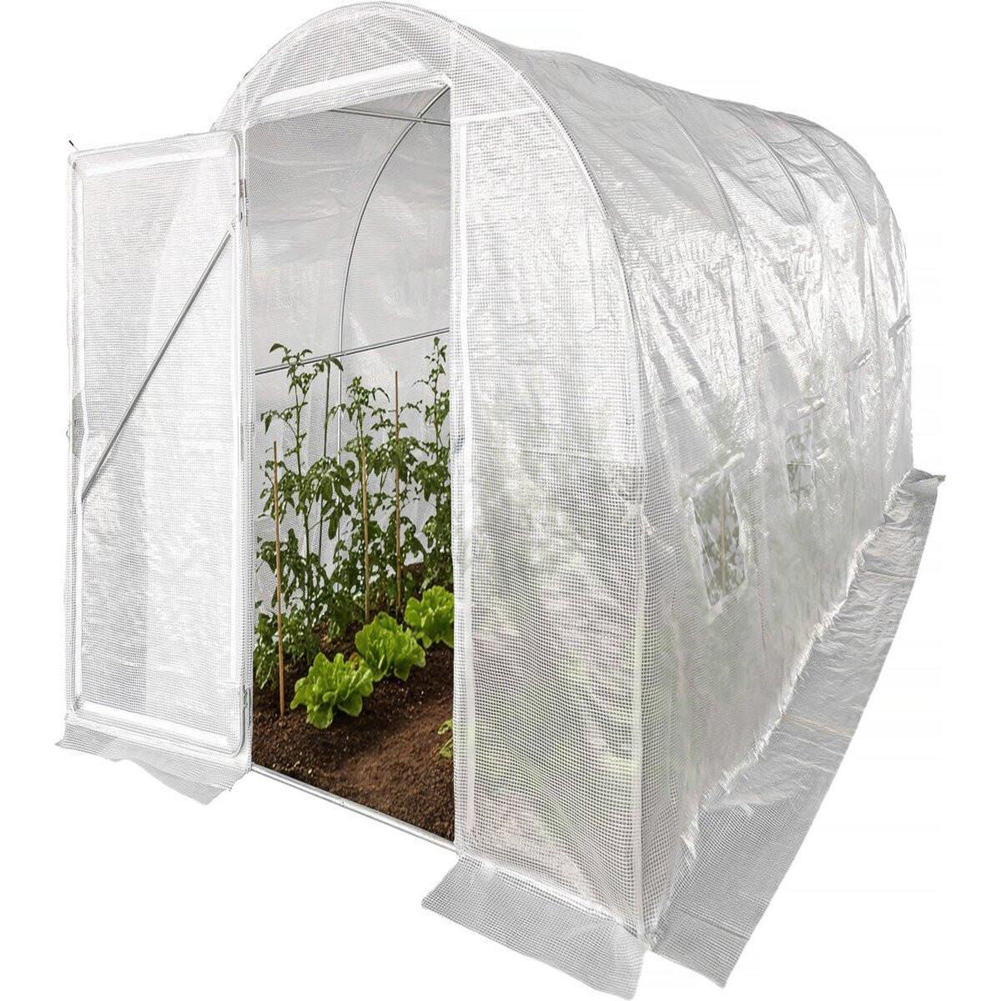 Habitat et Jardin Serre tunelle de jardin avec porte 4,5 x 2 m  mimosa  - 9 m² - 180g - blanc