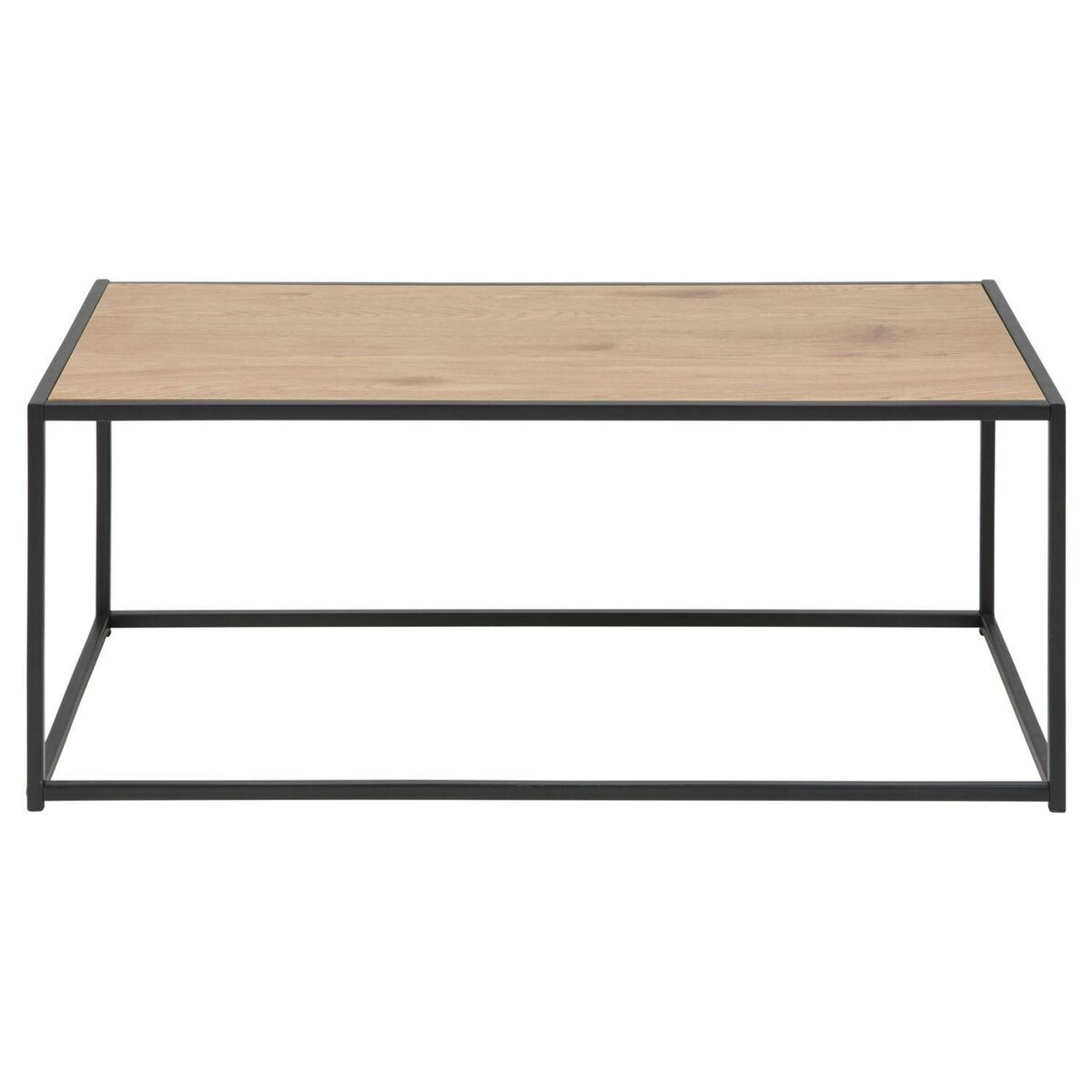 TOILINUX Table basse rectangulaire en MDF et métal - Noir et Beige