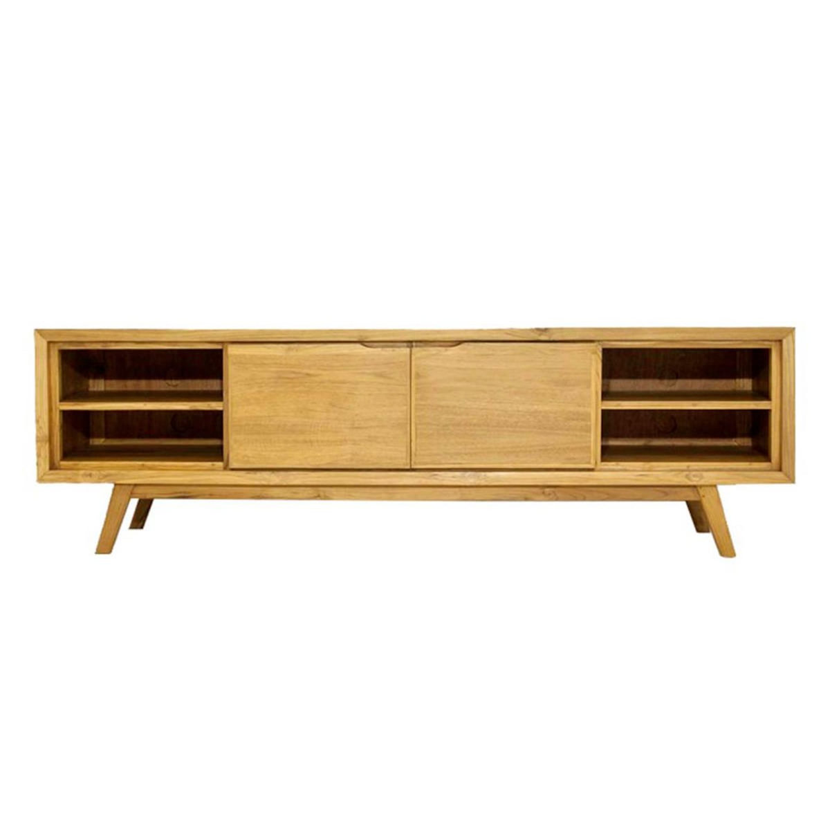 Paris Prix Meuble TV 2 Portes 4 Niches  Fiftees  180cm Naturel