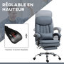 Voir la diapositive 6 : VINSETTO Fauteuil de bureau direction massant chauffant inclinable réglable repose-pied intégré tissu technique bleu