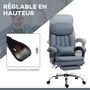 Voir la diapositive 6 : VINSETTO Fauteuil de bureau direction massant chauffant inclinable réglable repose-pied intégré tissu technique bleu