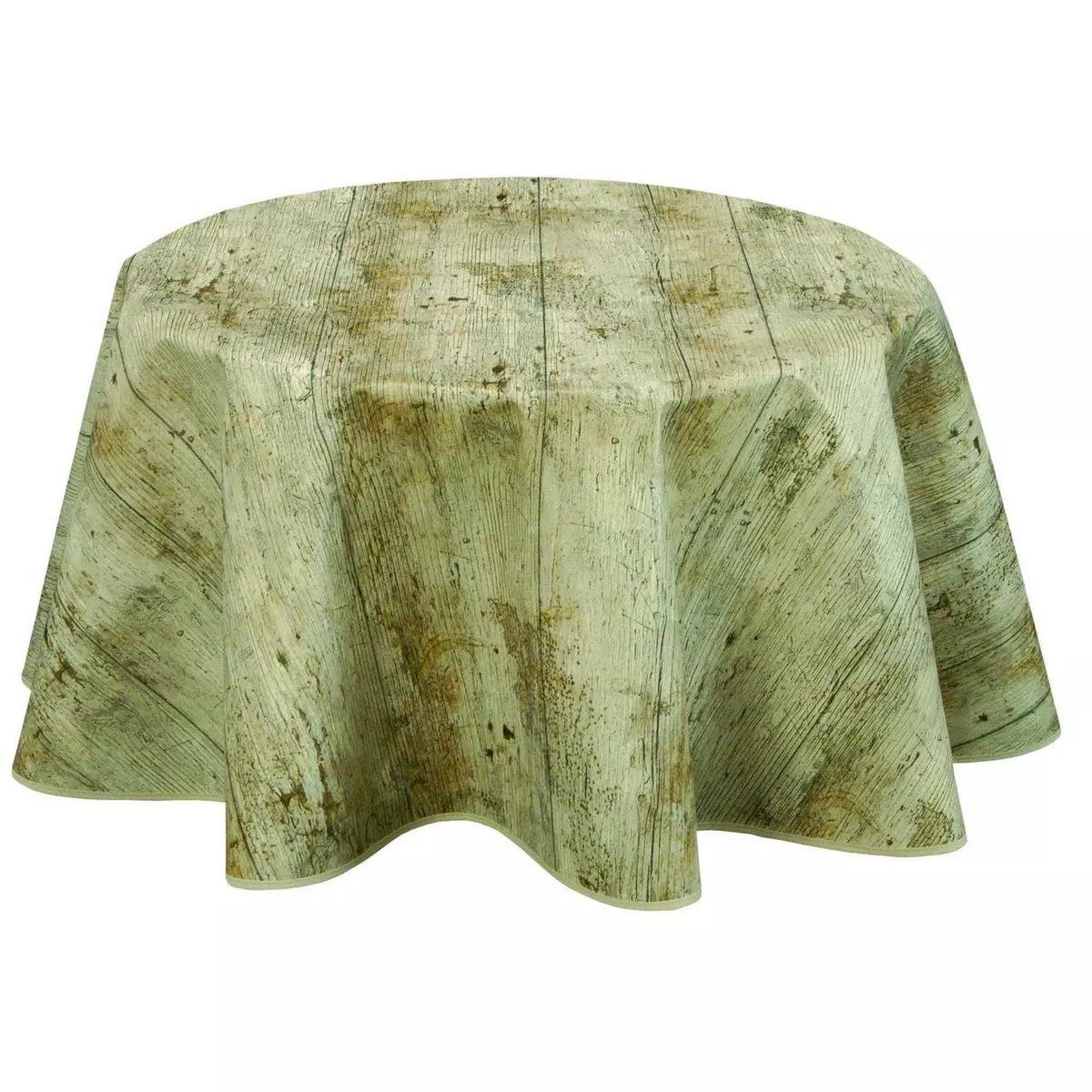 HABITABLE Nappe ronde en toile cirée  design bois Cottage - Diam. 150 cm - Marron