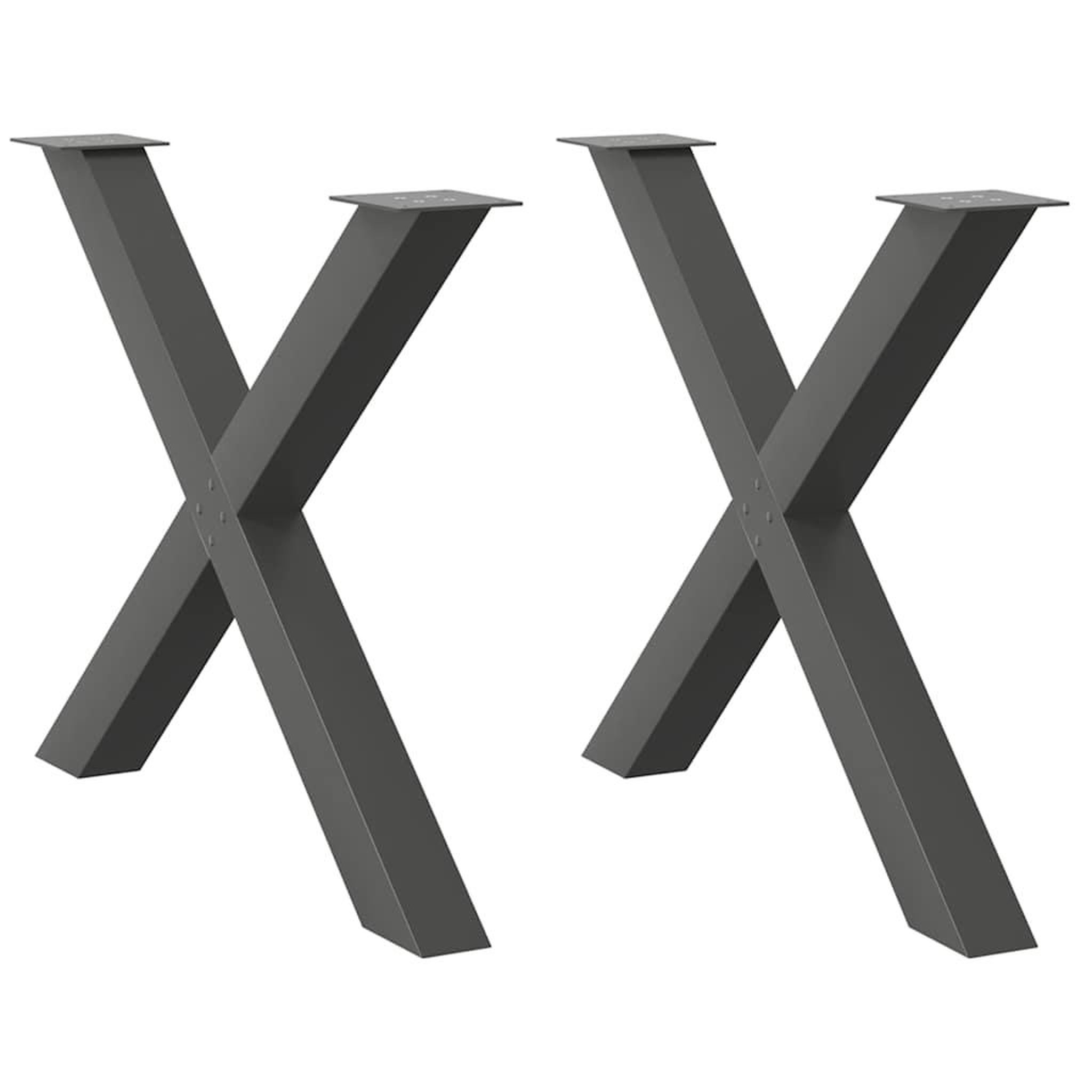 VIDAXL Pieds de table a manger forme de X 2 pcs 90x(72-73) cm acier