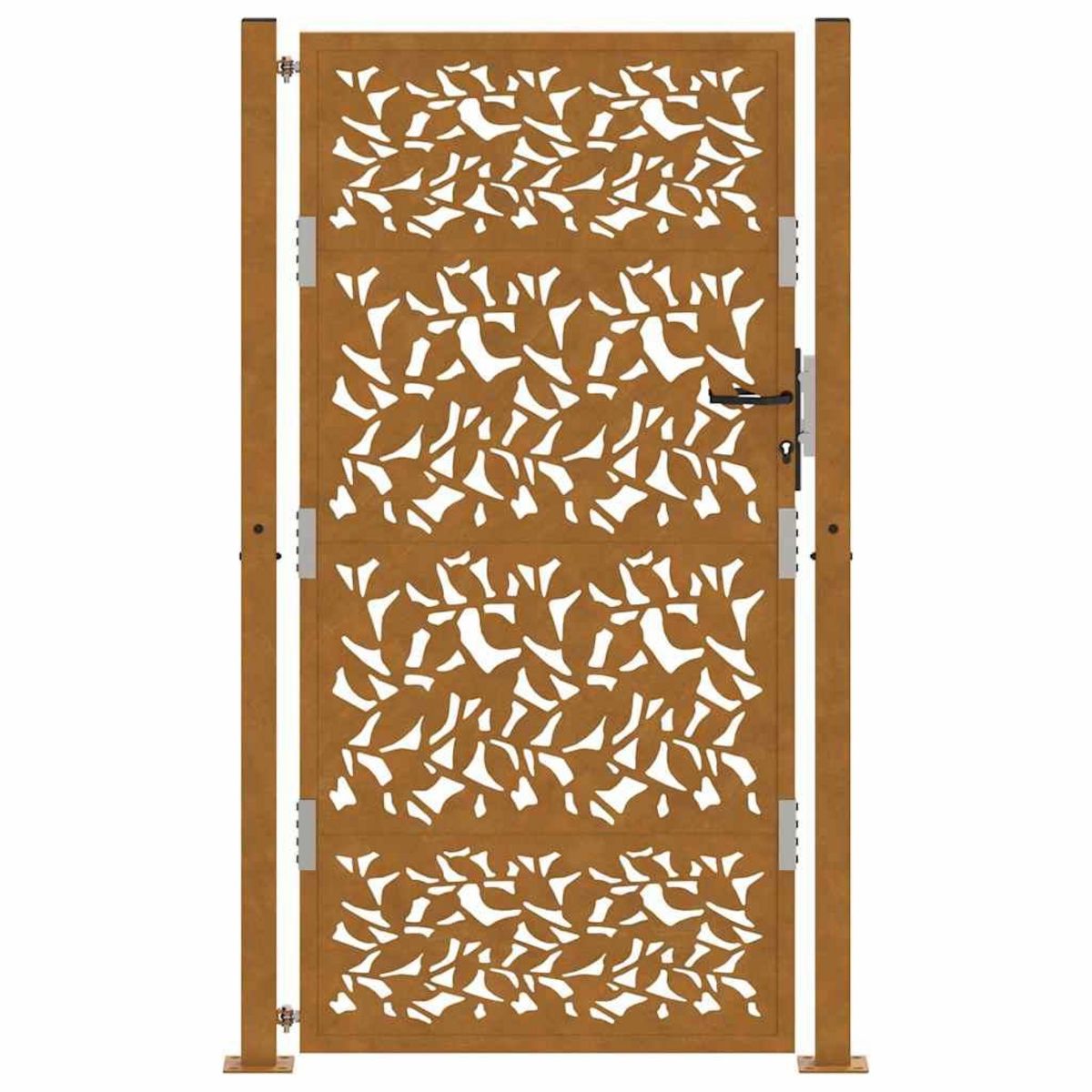 VIDAXL Porte de jardin acier resistant aux intemperies design feuilles