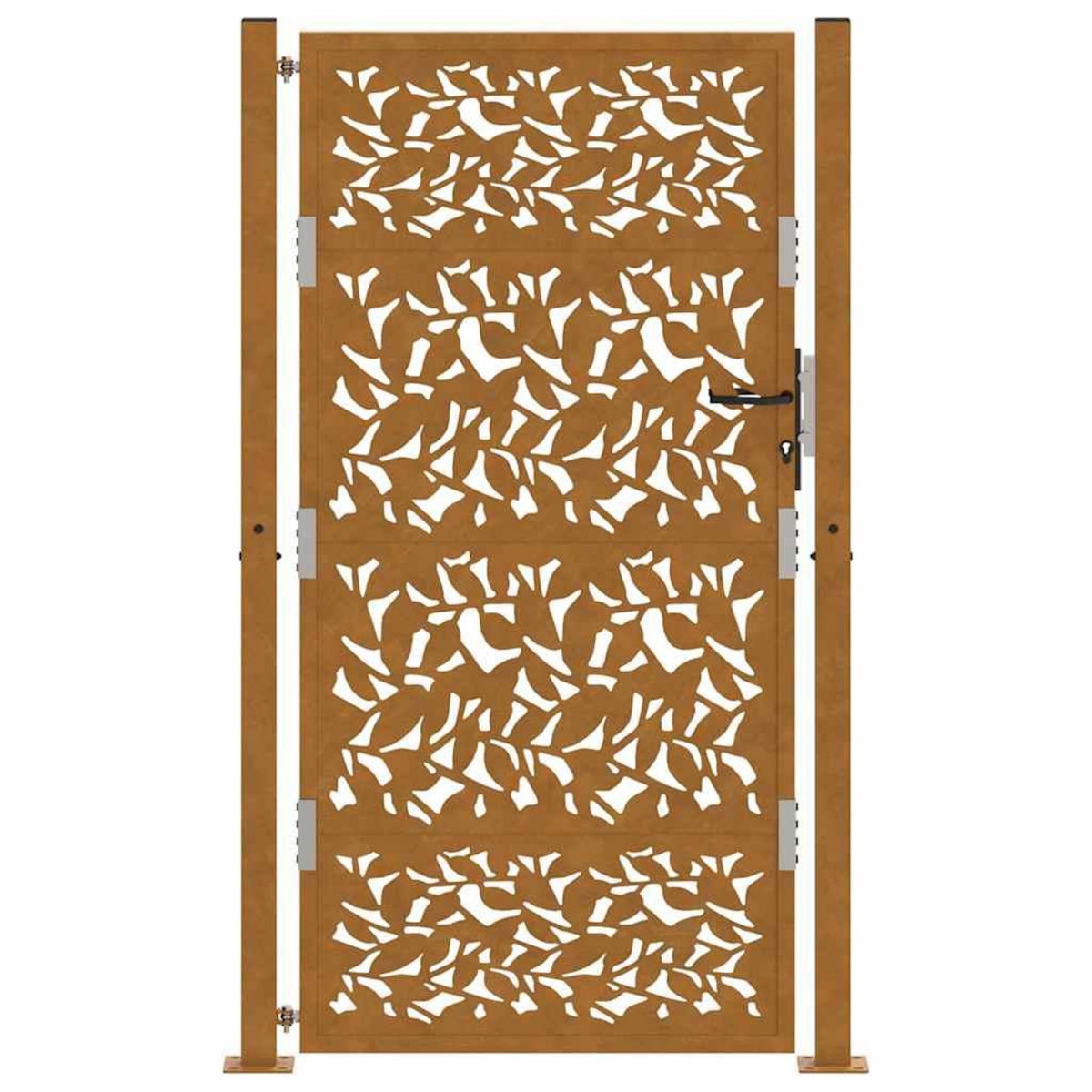 VIDAXL Porte de jardin acier resistant aux intemperies design feuilles