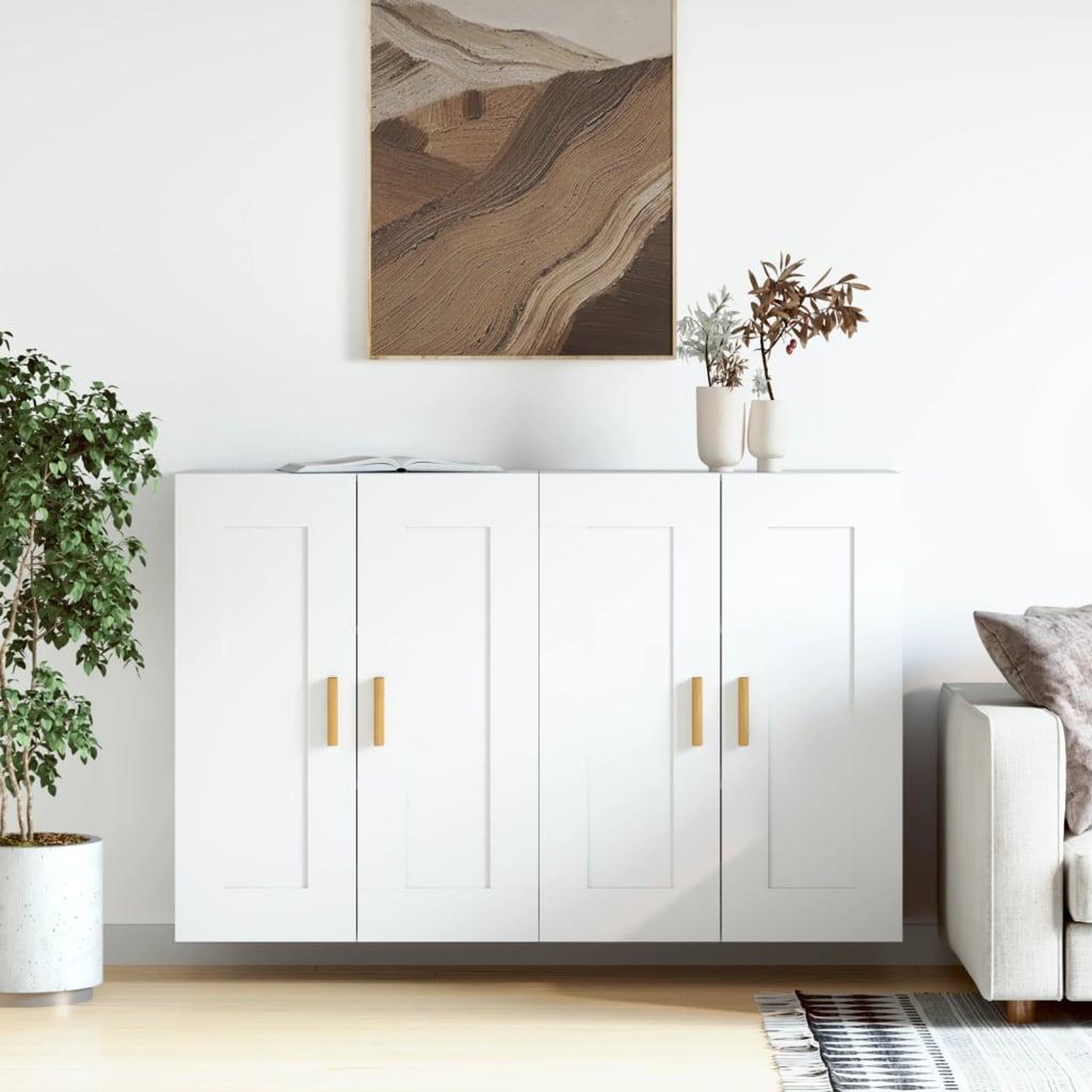 VIDAXL Armoires murales 2 pcs blanc bois d'ingenierie
