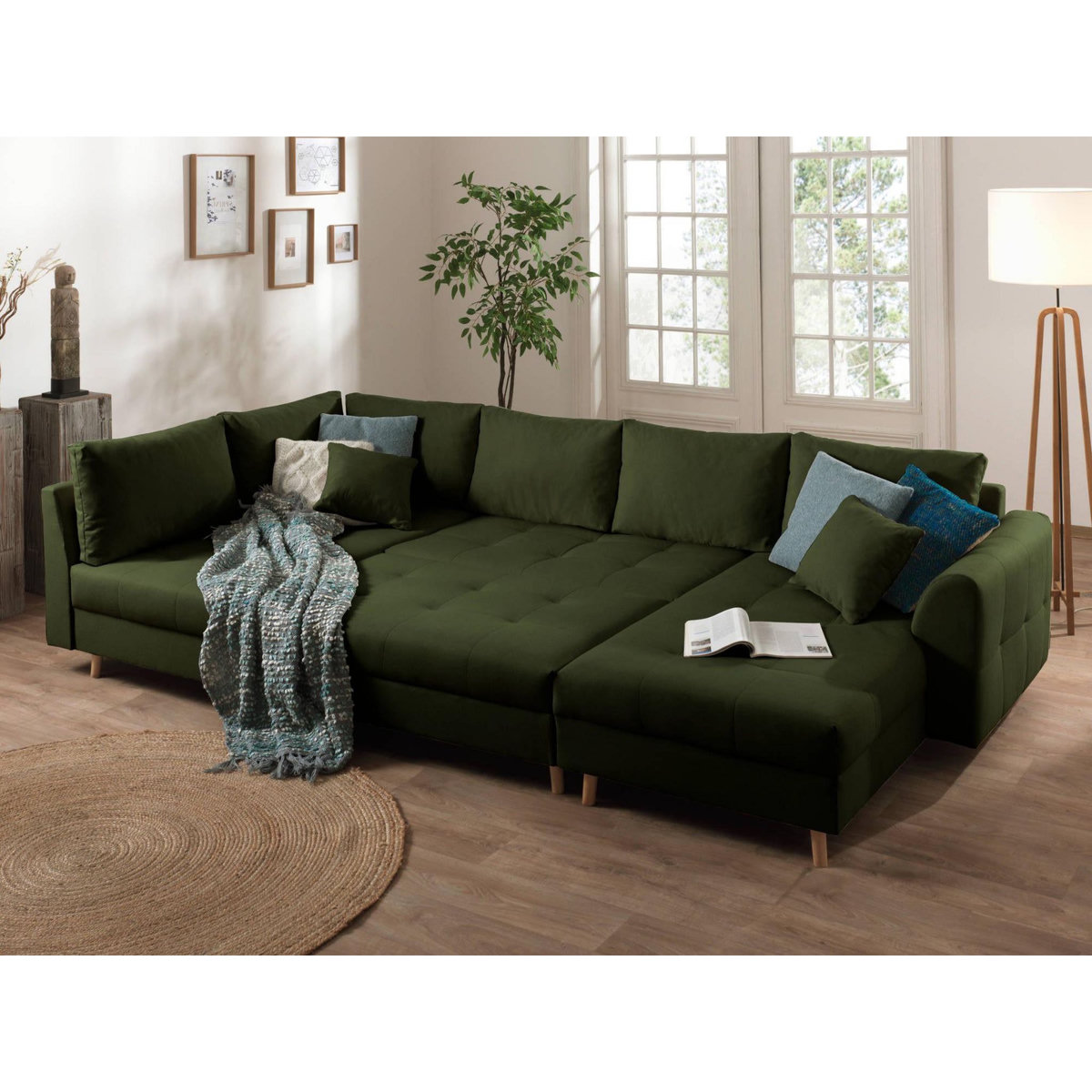 LISA DESIGN Rune - canapé panoramique avec pouf d'appoint - 7 places - style scandinave - gauche