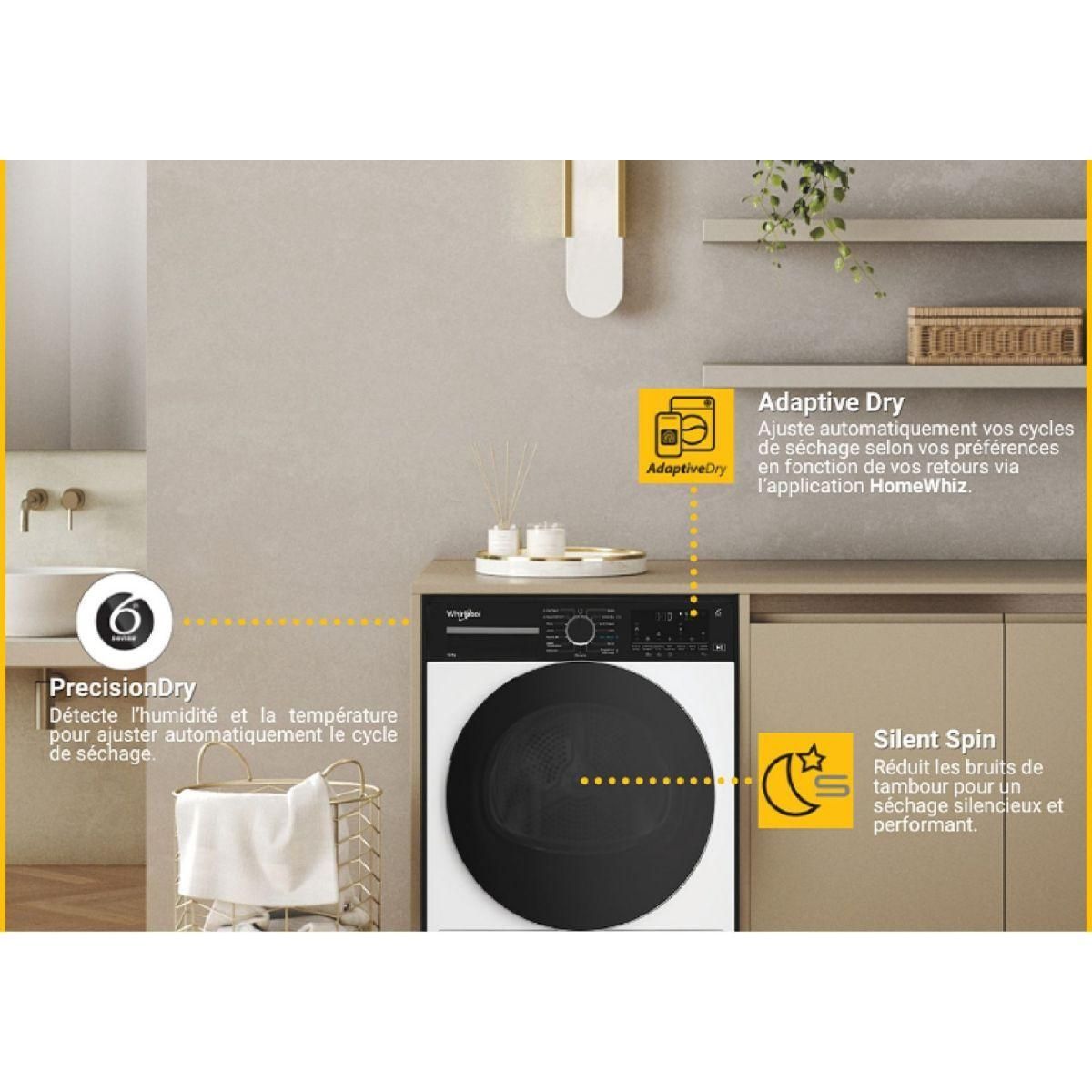 Whirlpool Sèche linge pompe à chaleur CWD104MWBSFR