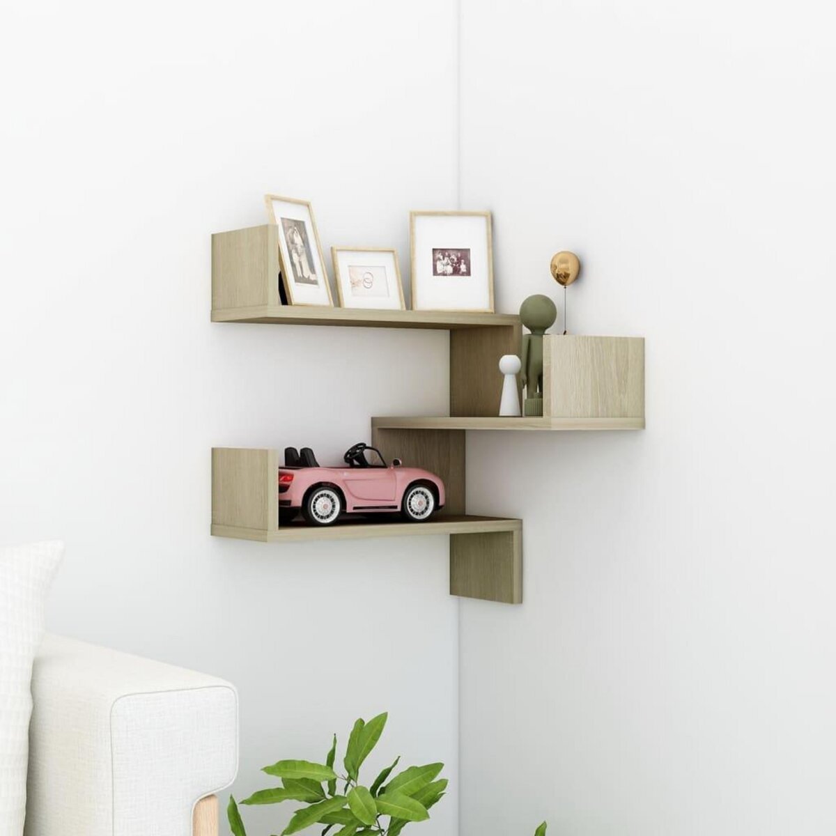 VIDAXL Etagere d'angle murale Chene Sonoma 40x40x50 cm bois ingenierie