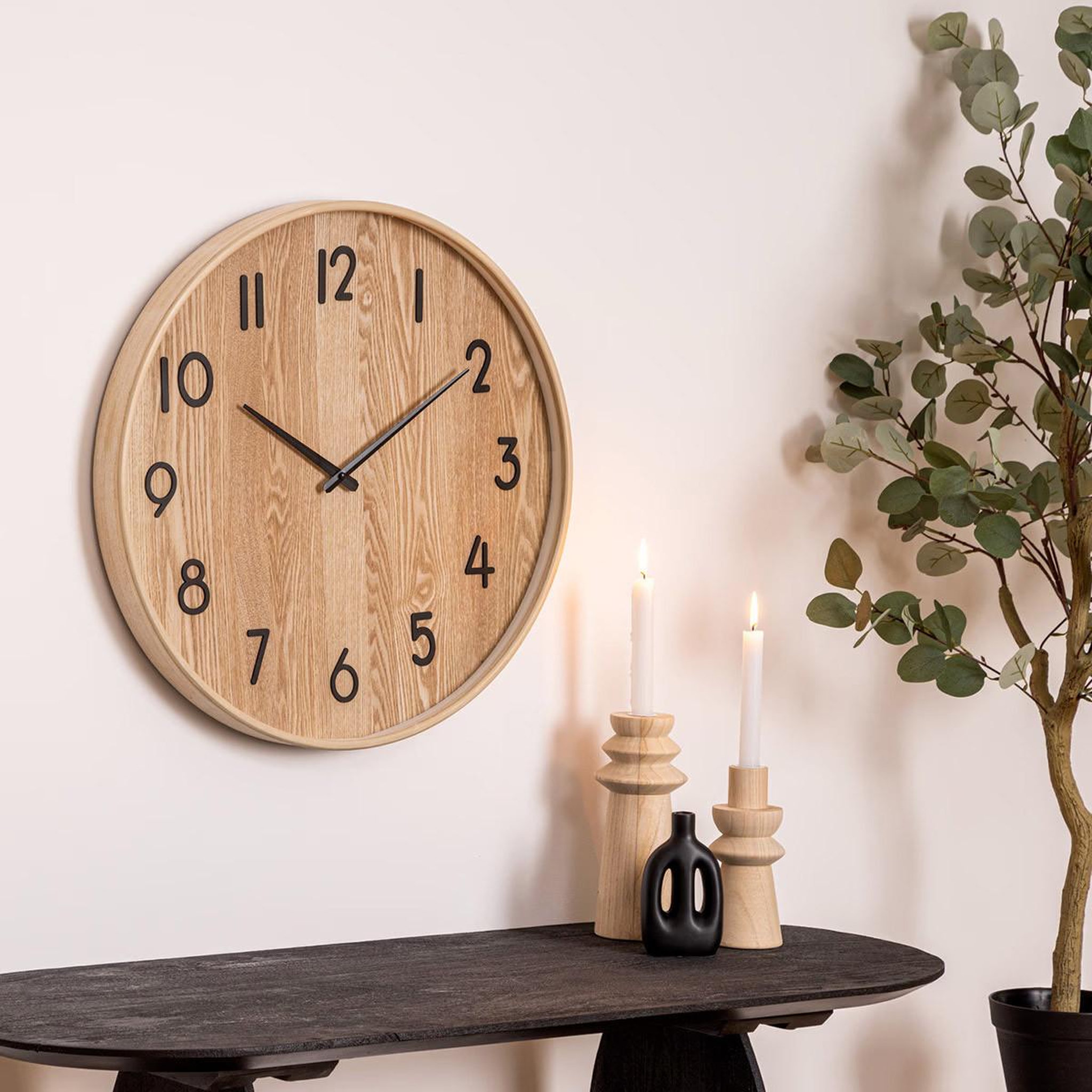 Voir la diapositive 4 : ATMOSPHERA Horloge murale design  ivana  55cm naturel