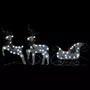 VIDAXL Decoration de Noël Rennes et traîneau 60 LED Exterieur Argente