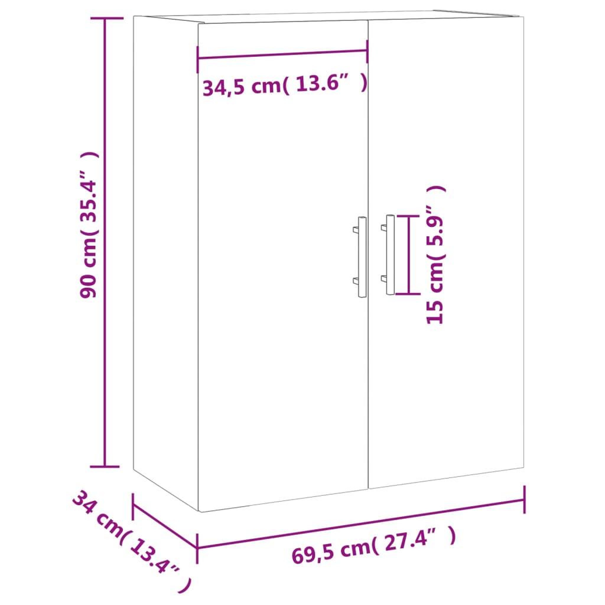 Voir la diapositive 6 : VIDAXL Armoire murale gris beton 69,5x34x90 cm