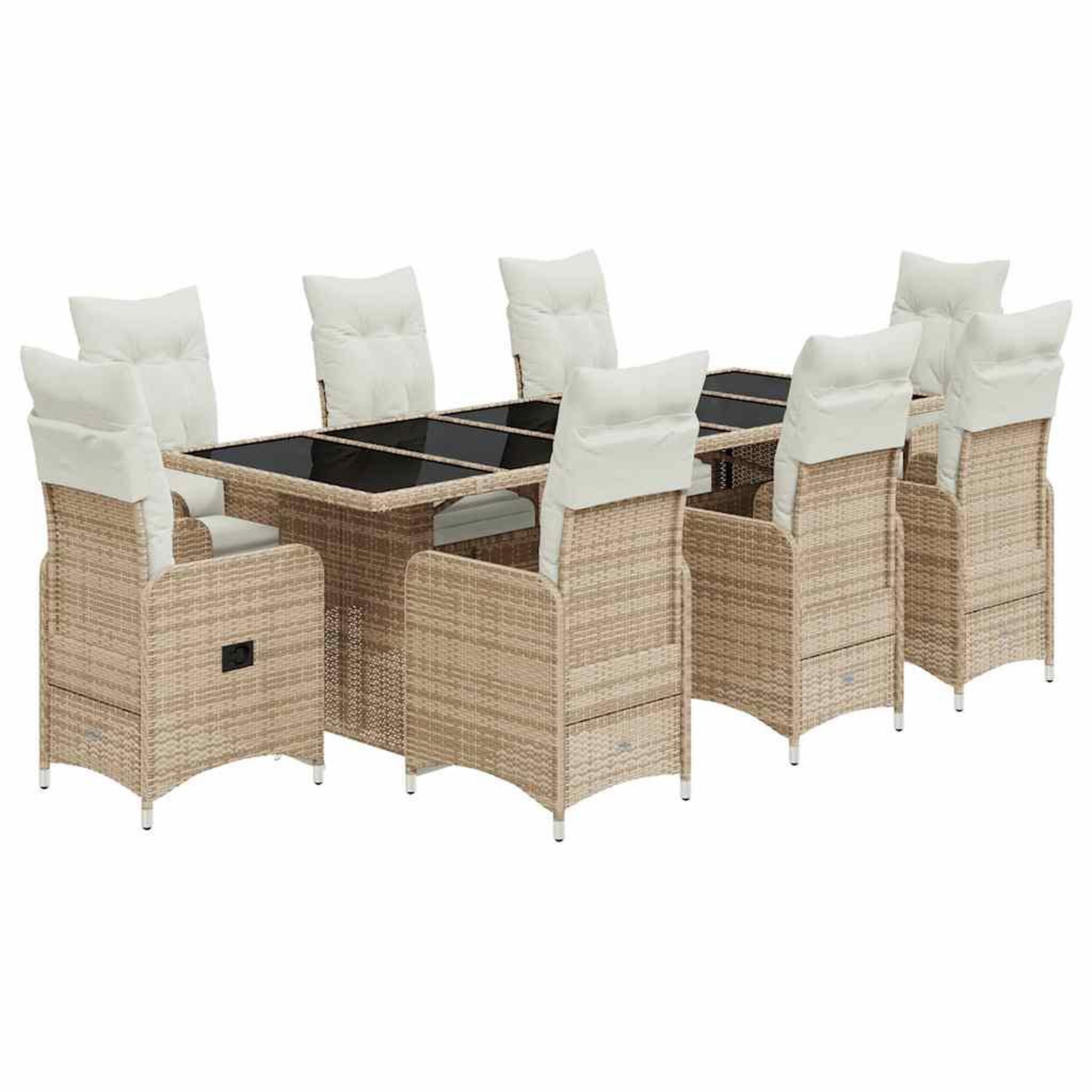 Voir la diapositive 2 : VIDAXL Ensemble de bistro de jardin 9 pcs coussins beige poly rotin