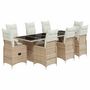 Voir la diapositive 2 : VIDAXL Ensemble de bistro de jardin 9 pcs coussins beige poly rotin