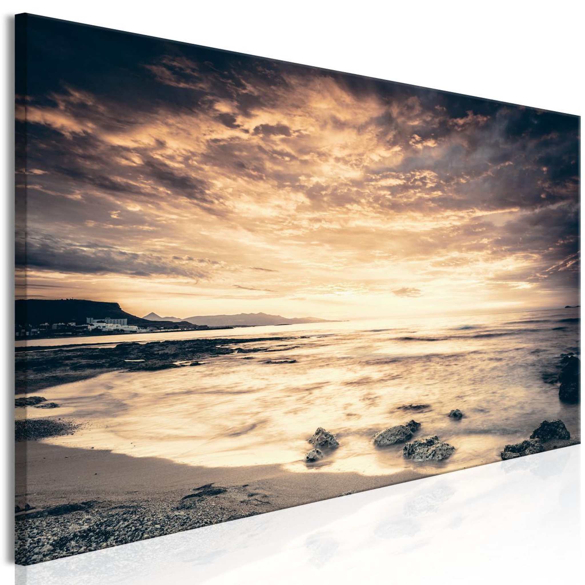 Paris Prix Tableau imprimé  beach in crete narrow yellow. Coloris disponibles : Multicolore