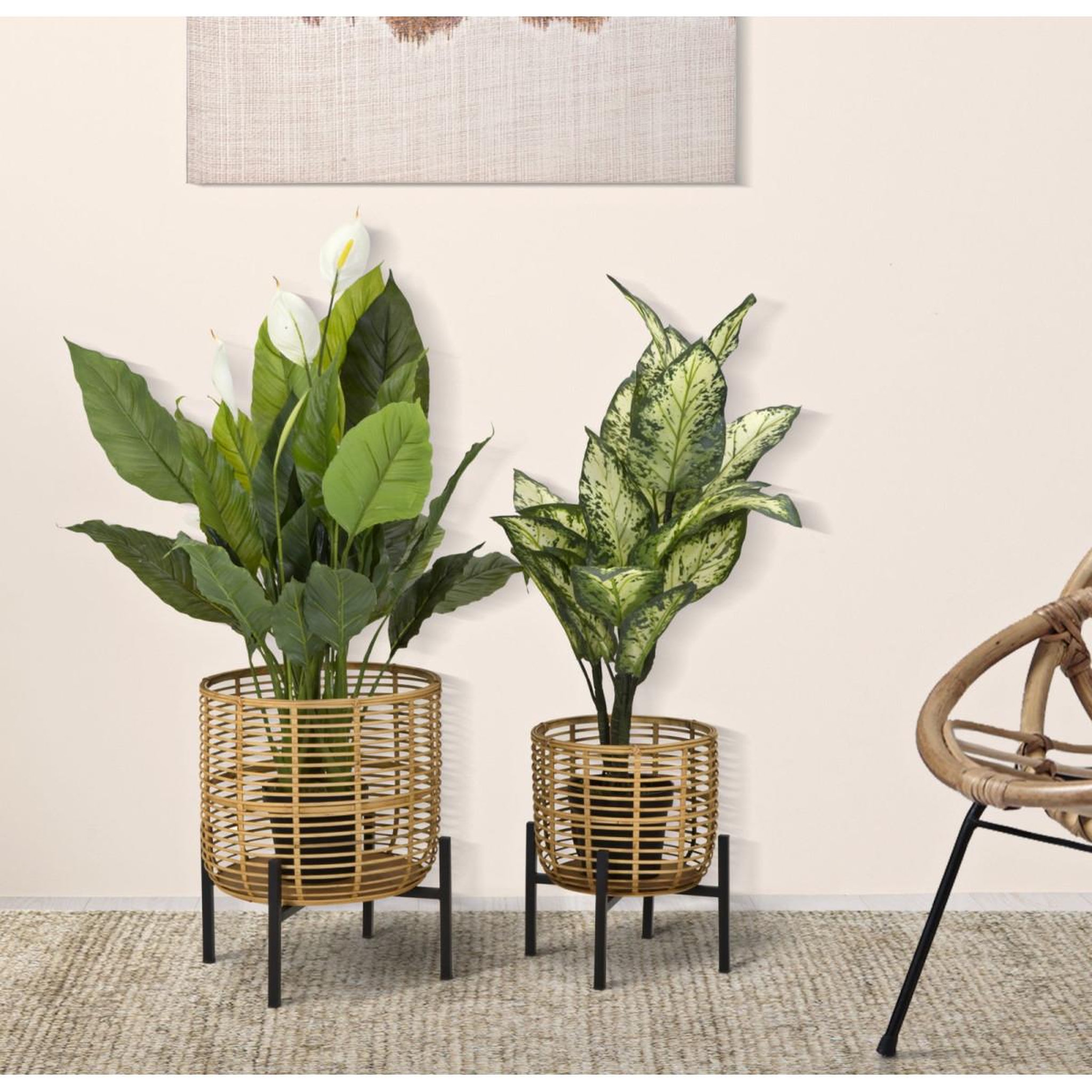 Voir la diapositive 5 : Paris Prix Lot de 2 cache-pots en rotin  elvia  47cm naturel