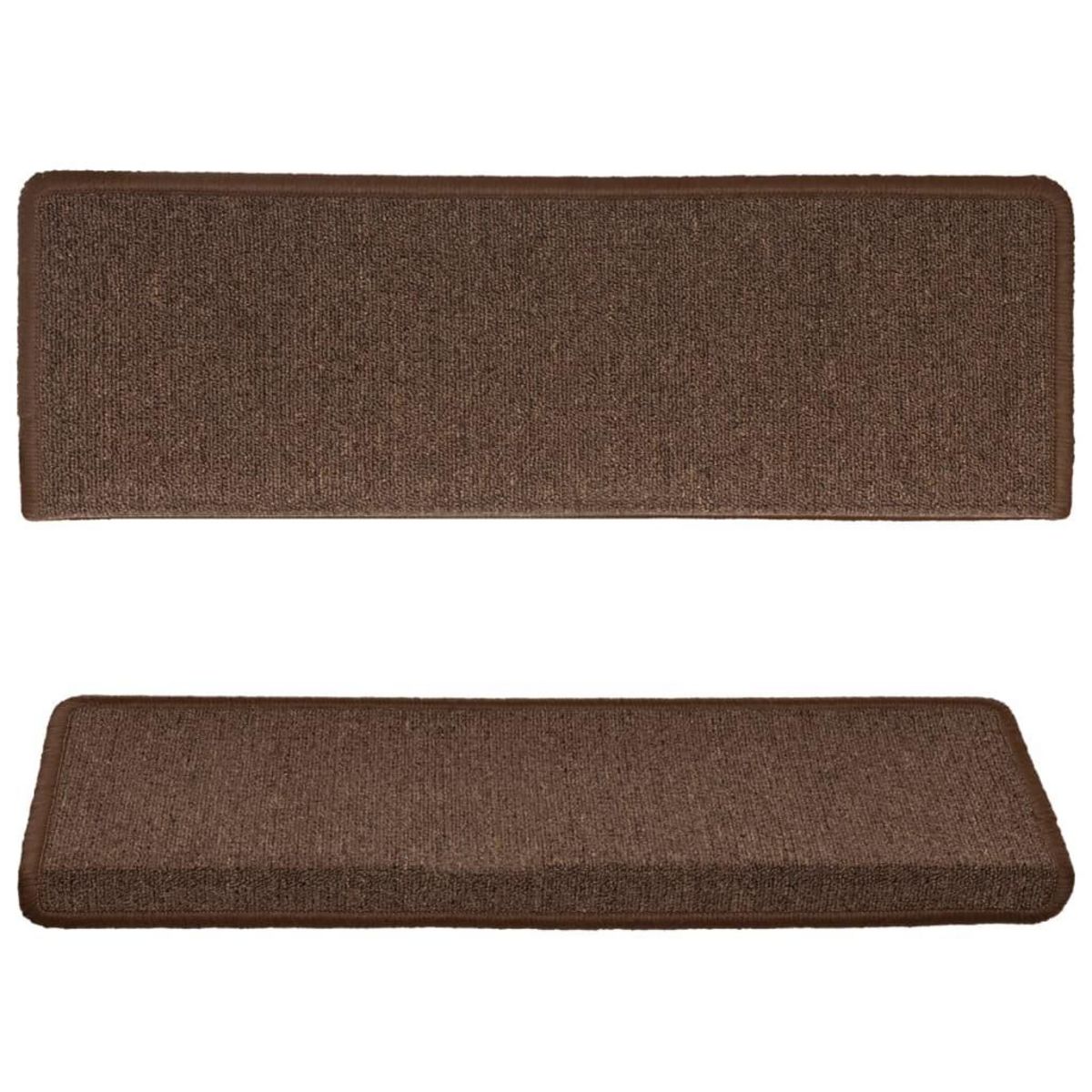 VIDAXL Tapis d'escalier 15 pcs 65x21x4 cm Marron