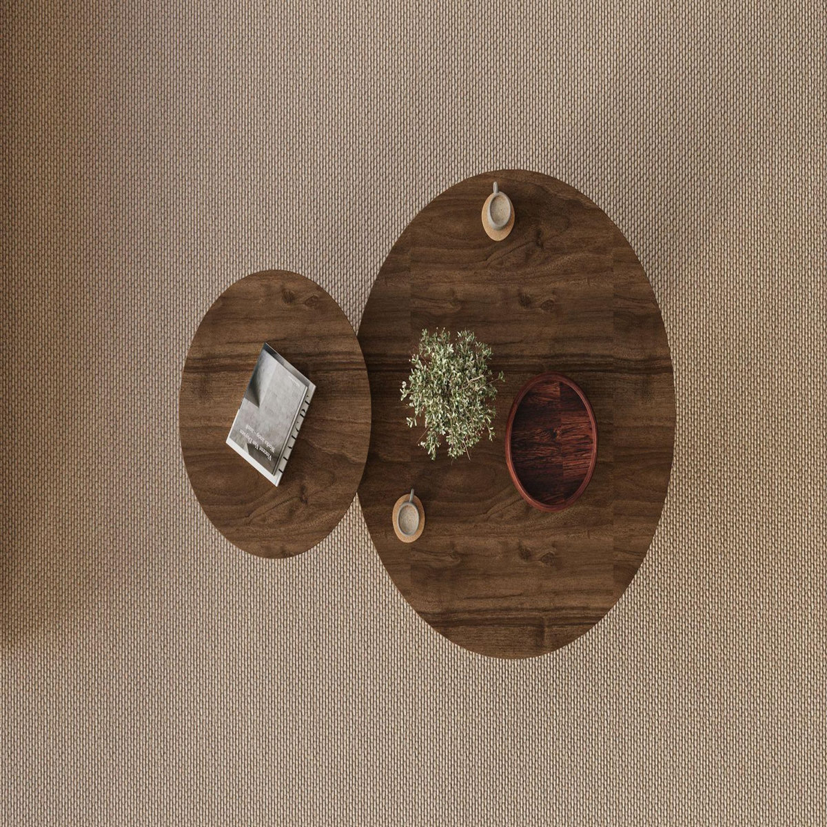 Habitat et Jardin Ensemble de table basse en bois  Private  70 x 70 x 40 cm - Noyer