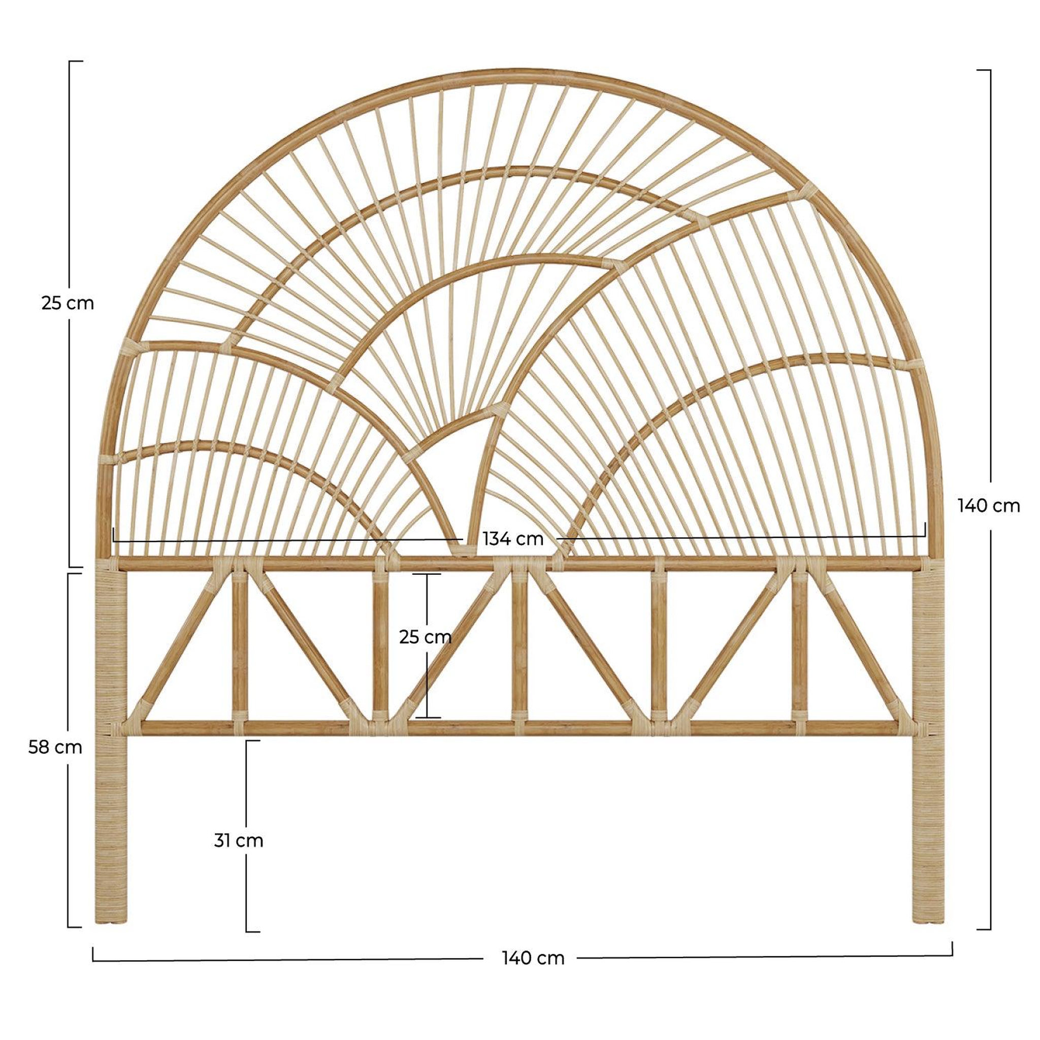 Voir la diapositive 4 : MAISON PAVANE Tête de lit en rotin naturel 140 cm-séléné