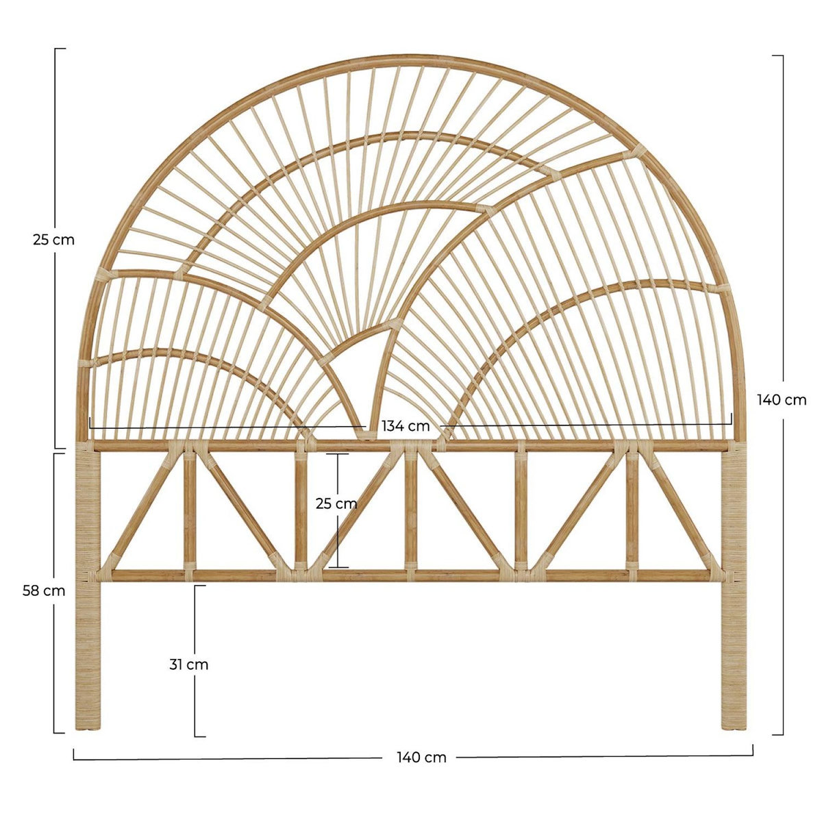 Rendez vous déco Tête de lit en rotin naturel 140 cm-Séléné