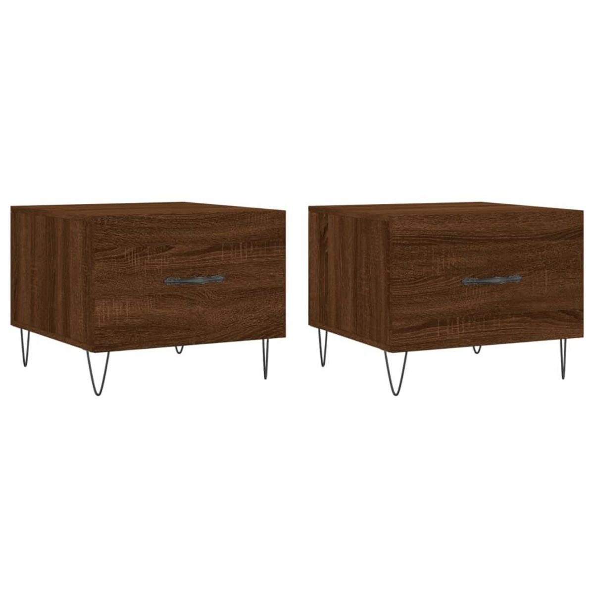 VIDAXL Tables basses 2 pcs chene marron 50x50x40 cm bois d'ingenierie