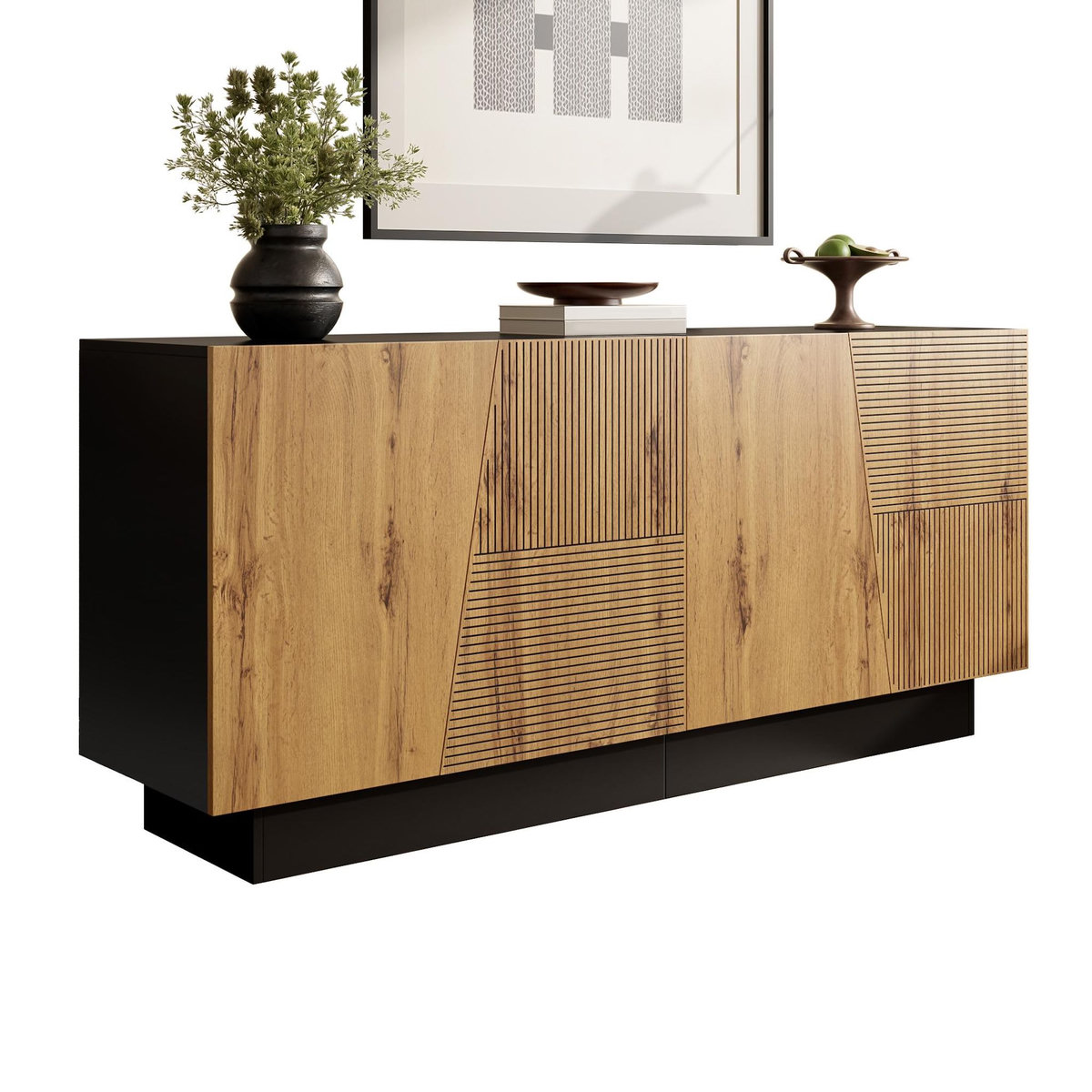 MERAX Buffet 4 porte(s) 0 tiroir(s) - 160 cm naturel panneau de particules