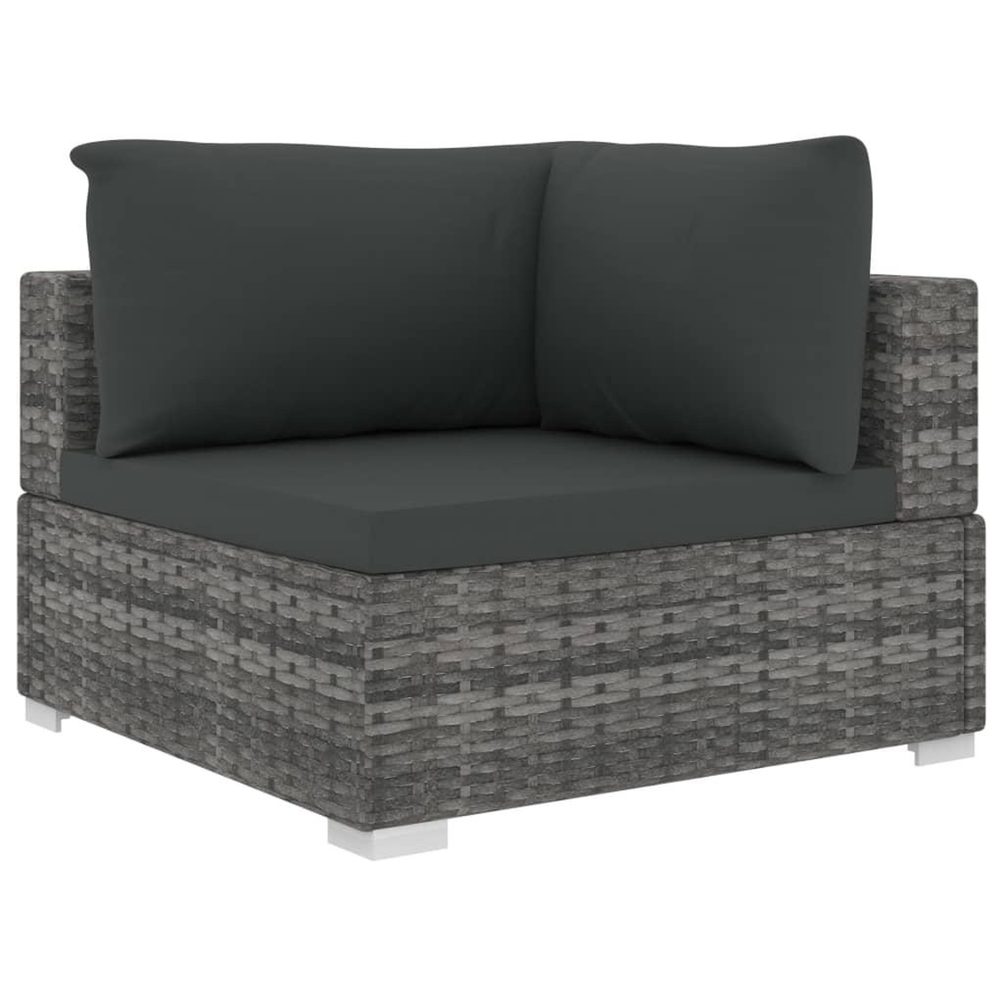 Voir la diapositive 4 : VIDAXL Salon de jardin 9 pcs avec coussins Resine tressee Gris