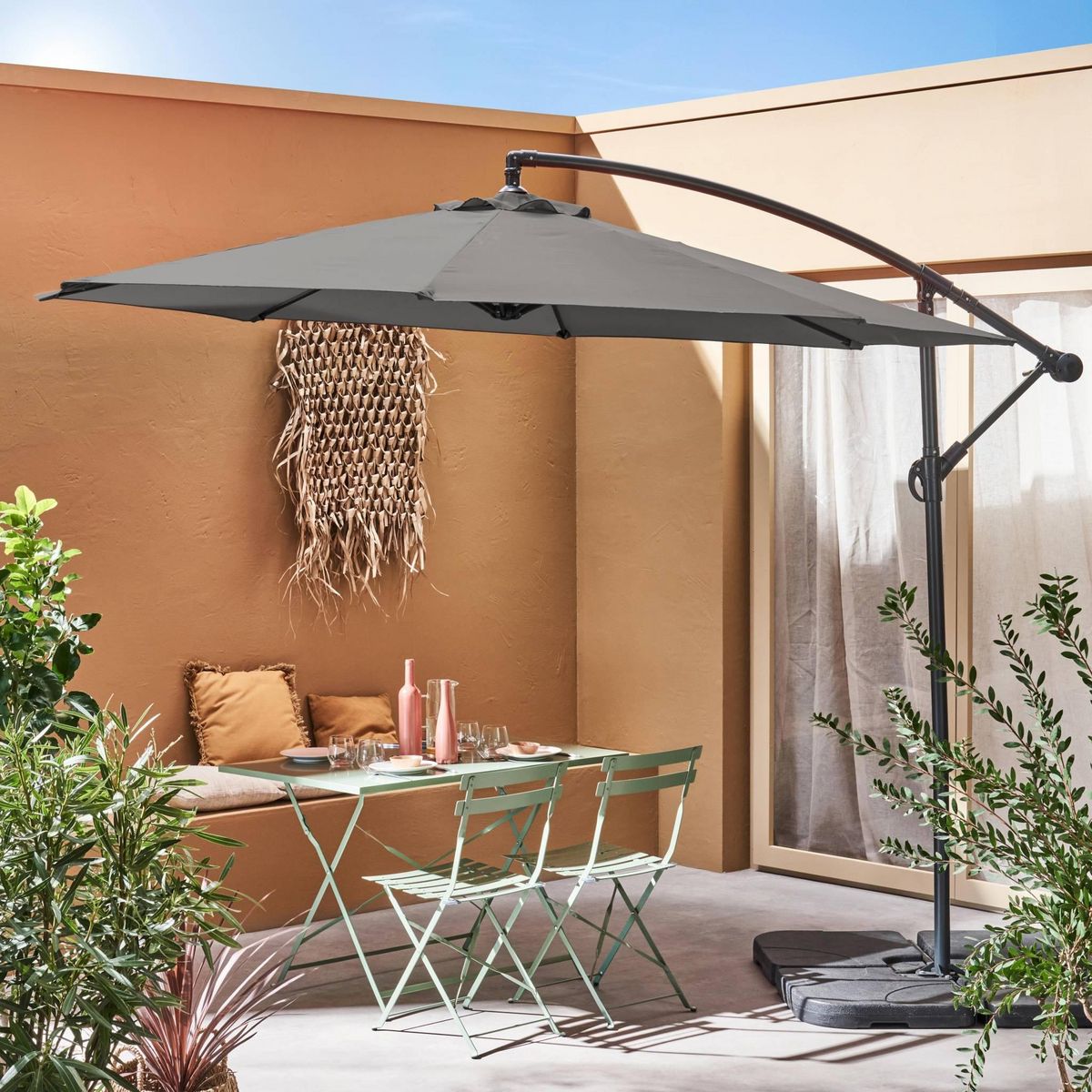 SWEEEK Parasol déporté rond Hardelot diamètre 300cm excentré  8 baleines