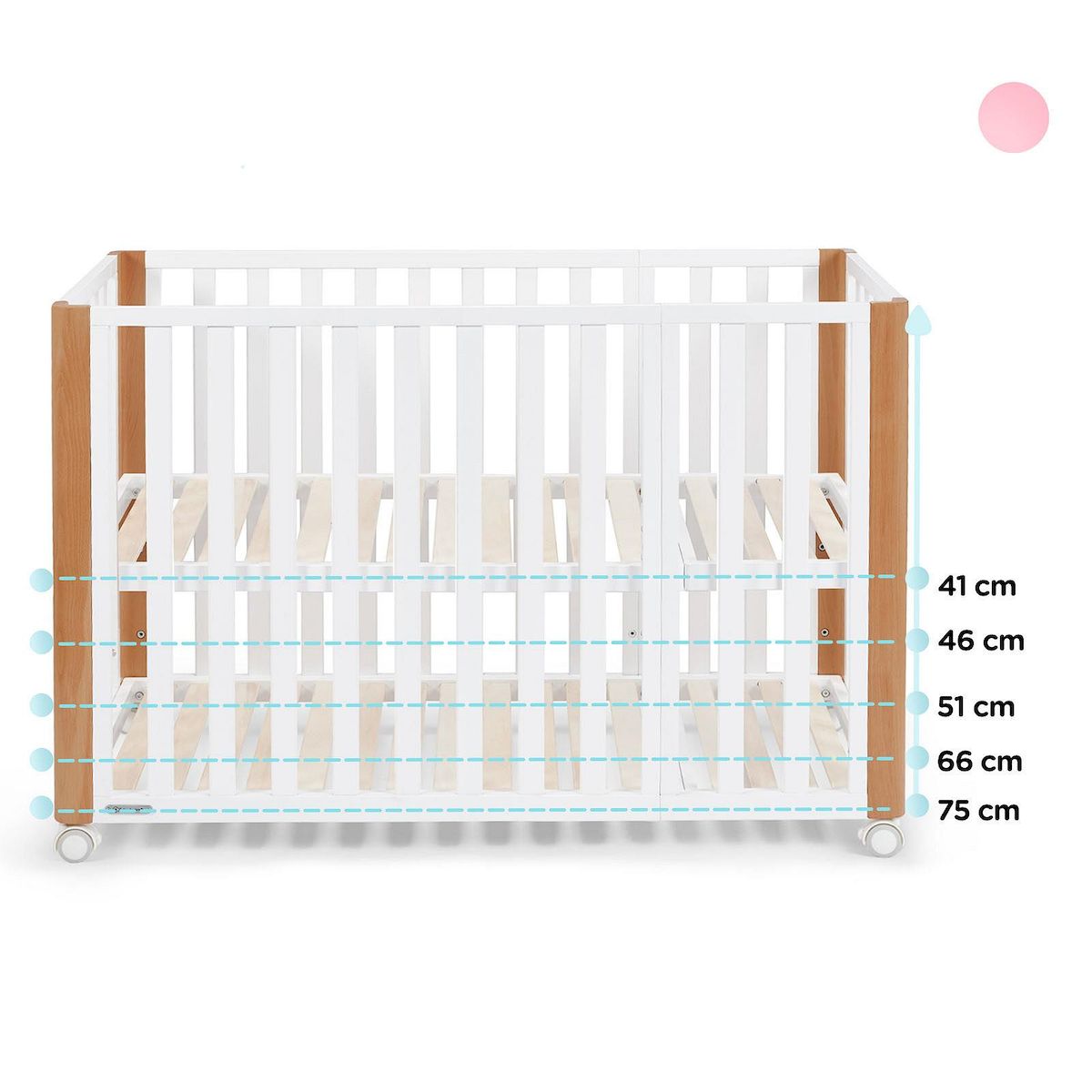 KINDERKRAFT Lit bébé multifonction 4 en 1 avec matelas et roulettes pour un usage pratique