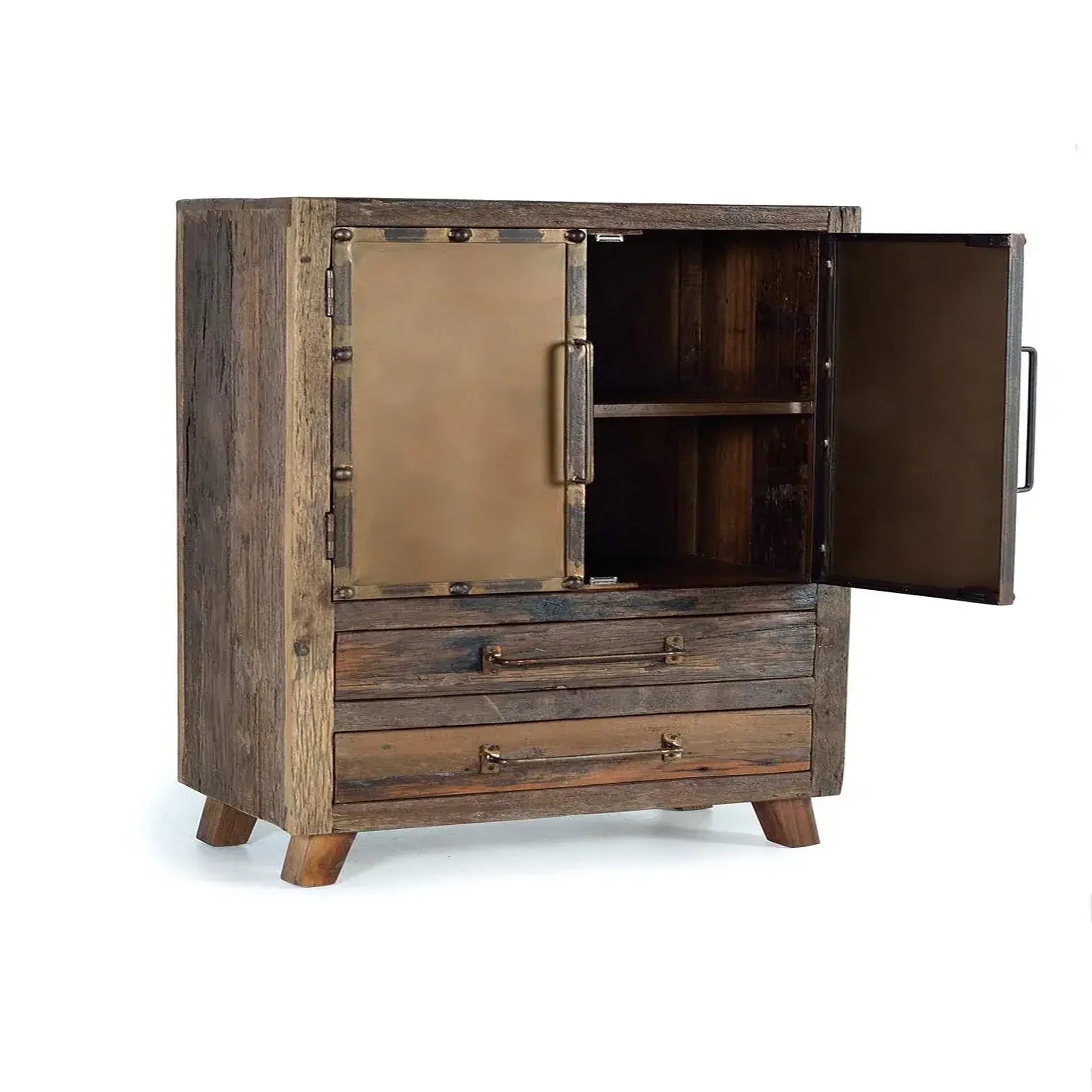 Voir la diapositive 2 : GINER Y COLOMER SL Meuble d'appoint en bois recyclé 75 cm style industriel vintage