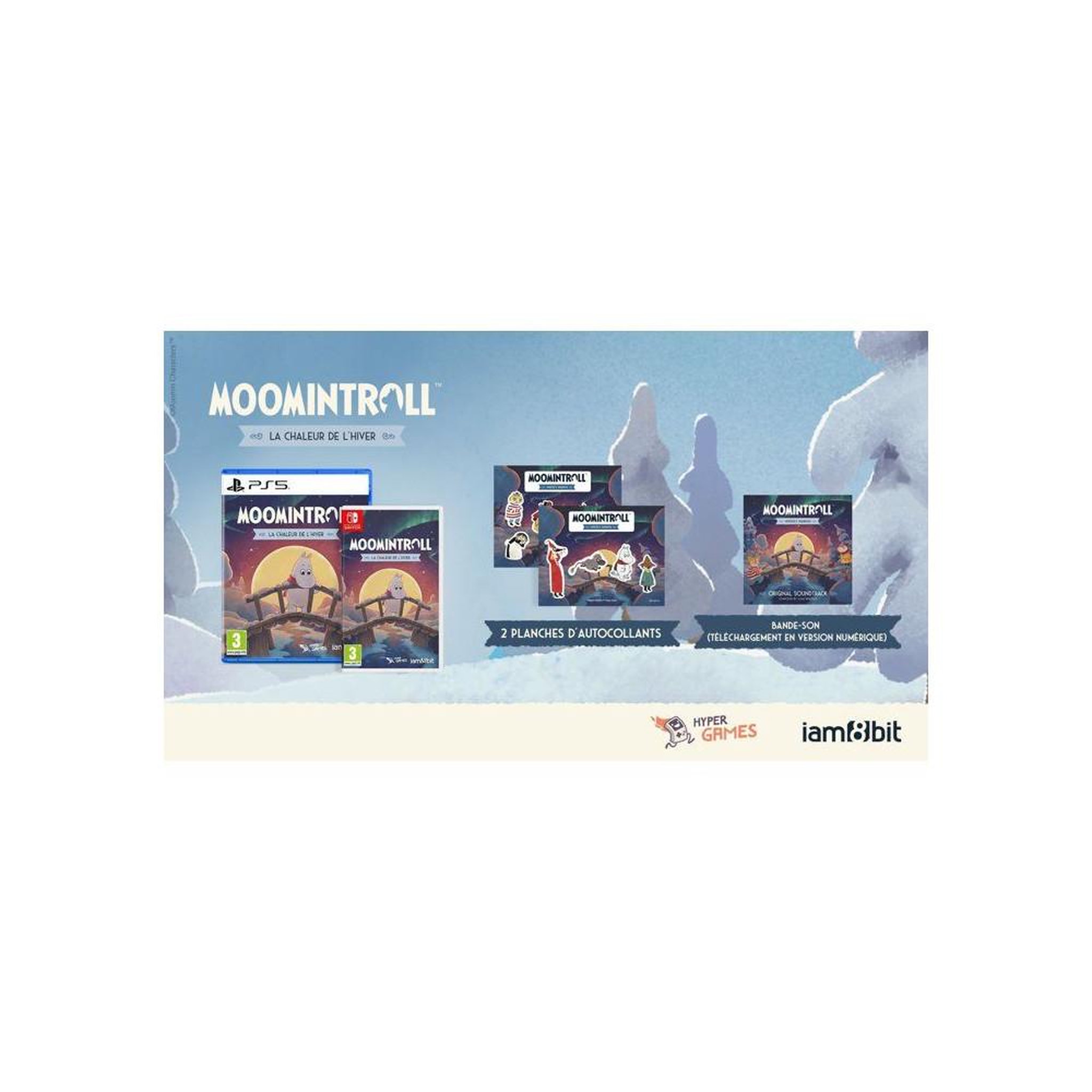 Voir la diapositive 2 : Just for games Jeu nintendo switch moomintroll : la chaleur de l'hiver, aventure hivernale illustrée, mode 2 joueurs en auto-co-op, packaging français