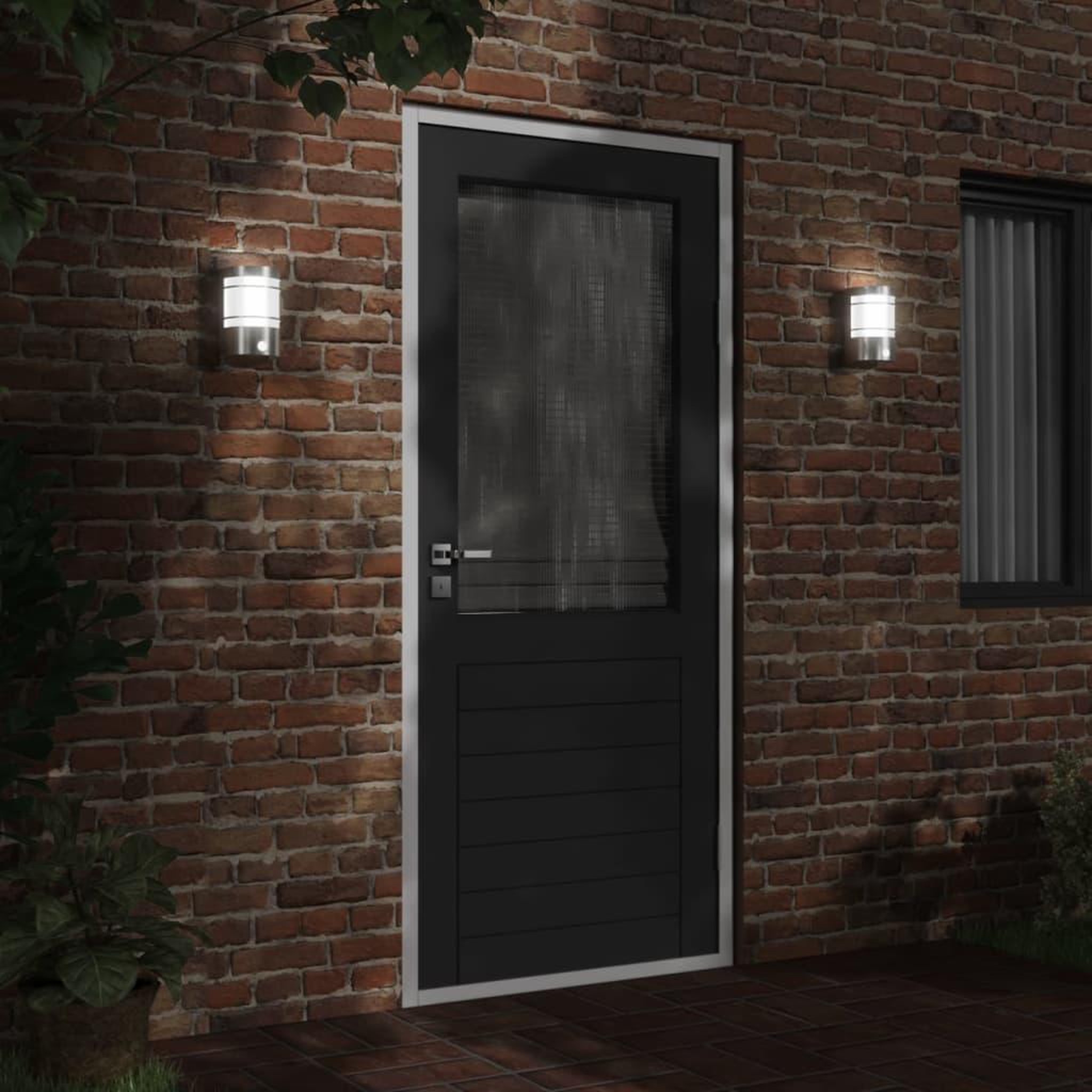 Voir la diapositive 3 : VIDAXL Appliques murales d'exterieur et capteurs 2pcs acier inoxydable
