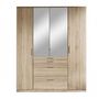 Voir la diapositive 2 : MARKET24 Armoire - Décor chene - 4 portes battantes + 4 tiroirs + miroirs - L180 x P58 x H199 cm