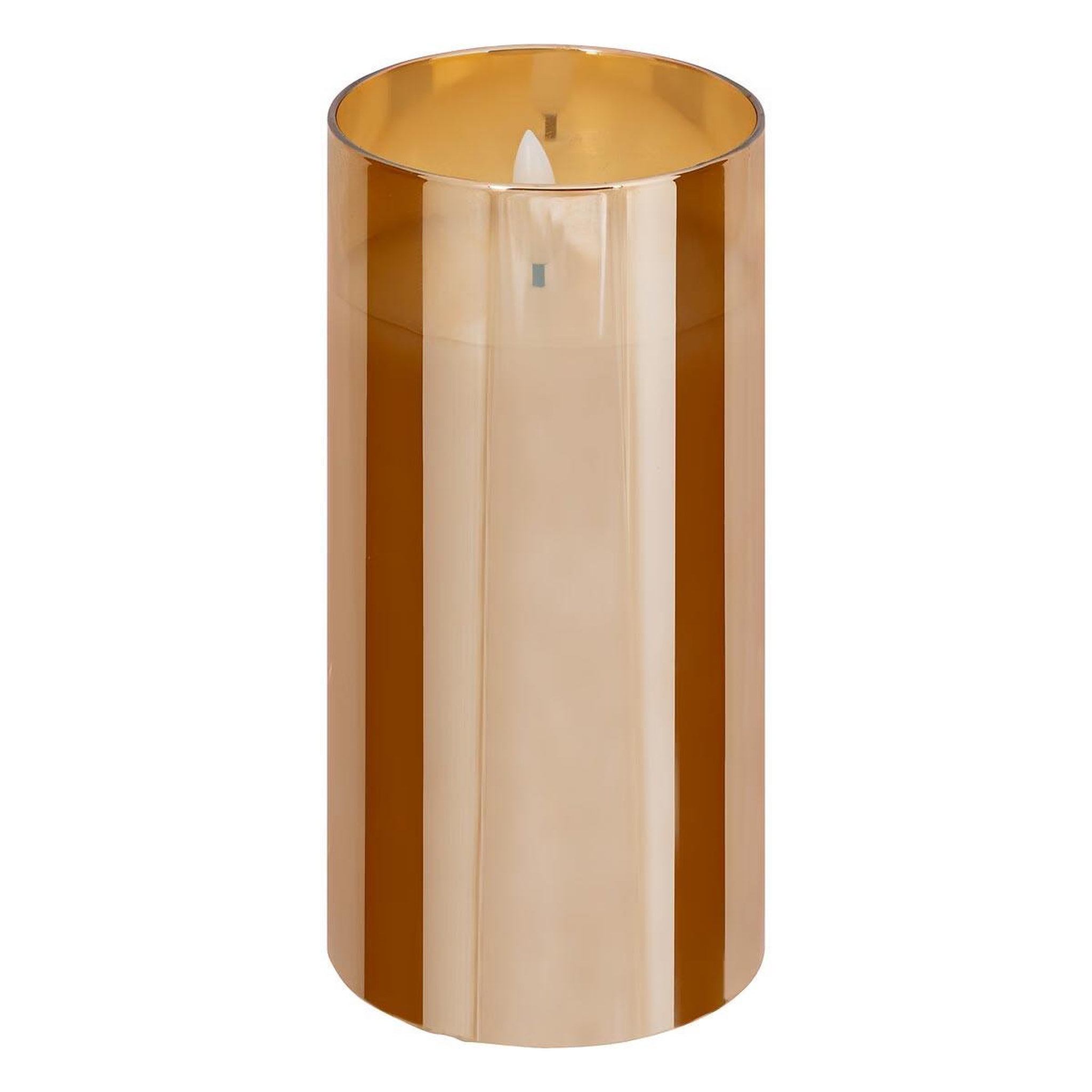 Voir la diapositive 2 : ATMOSPHERA Lot de 3 Bougies LED en Verre  Sena  15cm Ambre