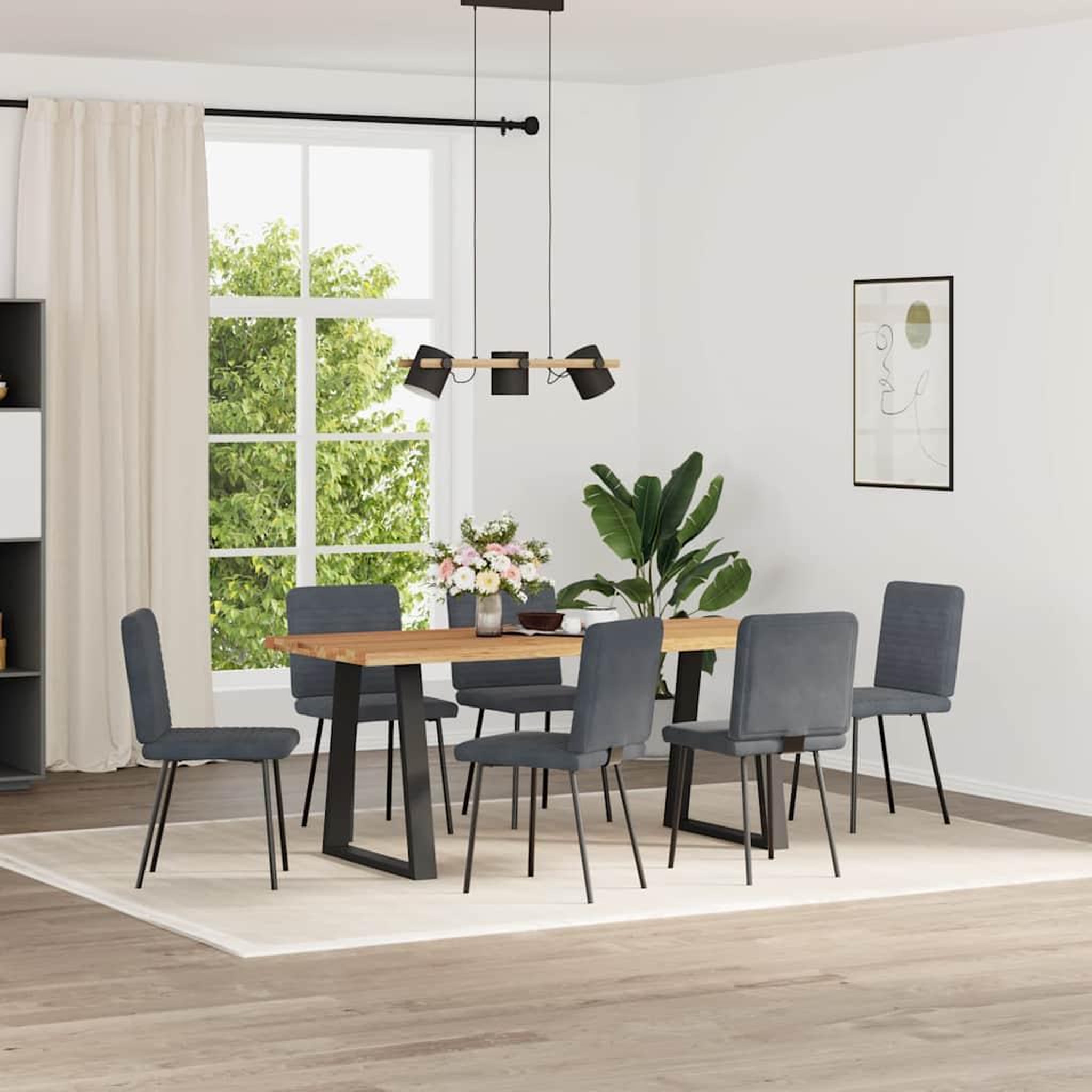 Voir la diapositive 2 : VIDAXL Chaises a manger lot de 6 gris fonce velours