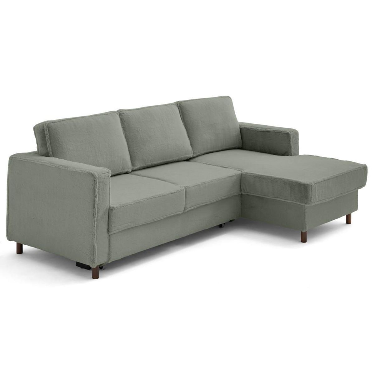 LISA DESIGN Jake - canapé d'angle droit 4 places convertible avec coffre en fausse fourrure