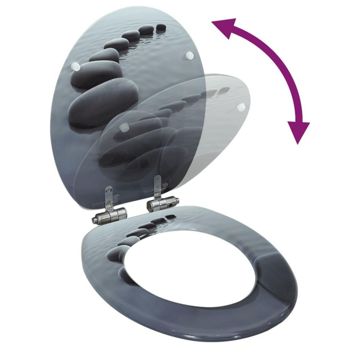 VIDAXL Siege de toilette MDF Couvercle a fermeture en douceur Pierres