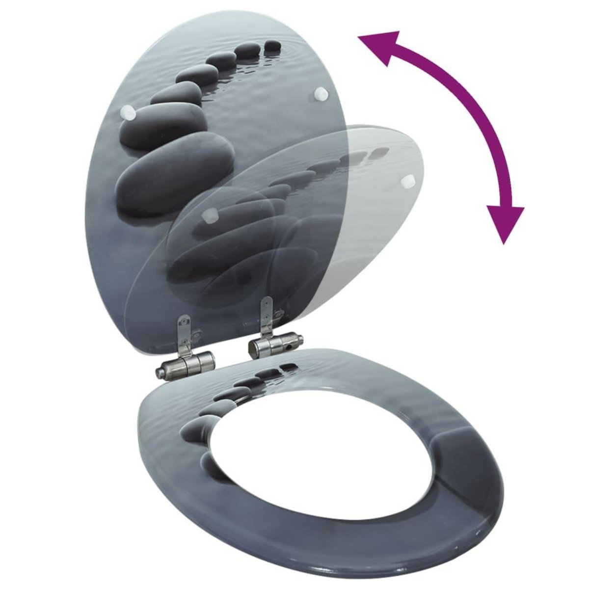 VIDAXL Siege de toilette MDF Couvercle a fermeture en douceur Pierres