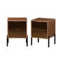 Voir la diapositive 1 : SWEEEK Lot de 2 tables de chevet vintage 2 tiroirs effet bois et vitres fumées. L 43 x P 38 x H 54.8cm