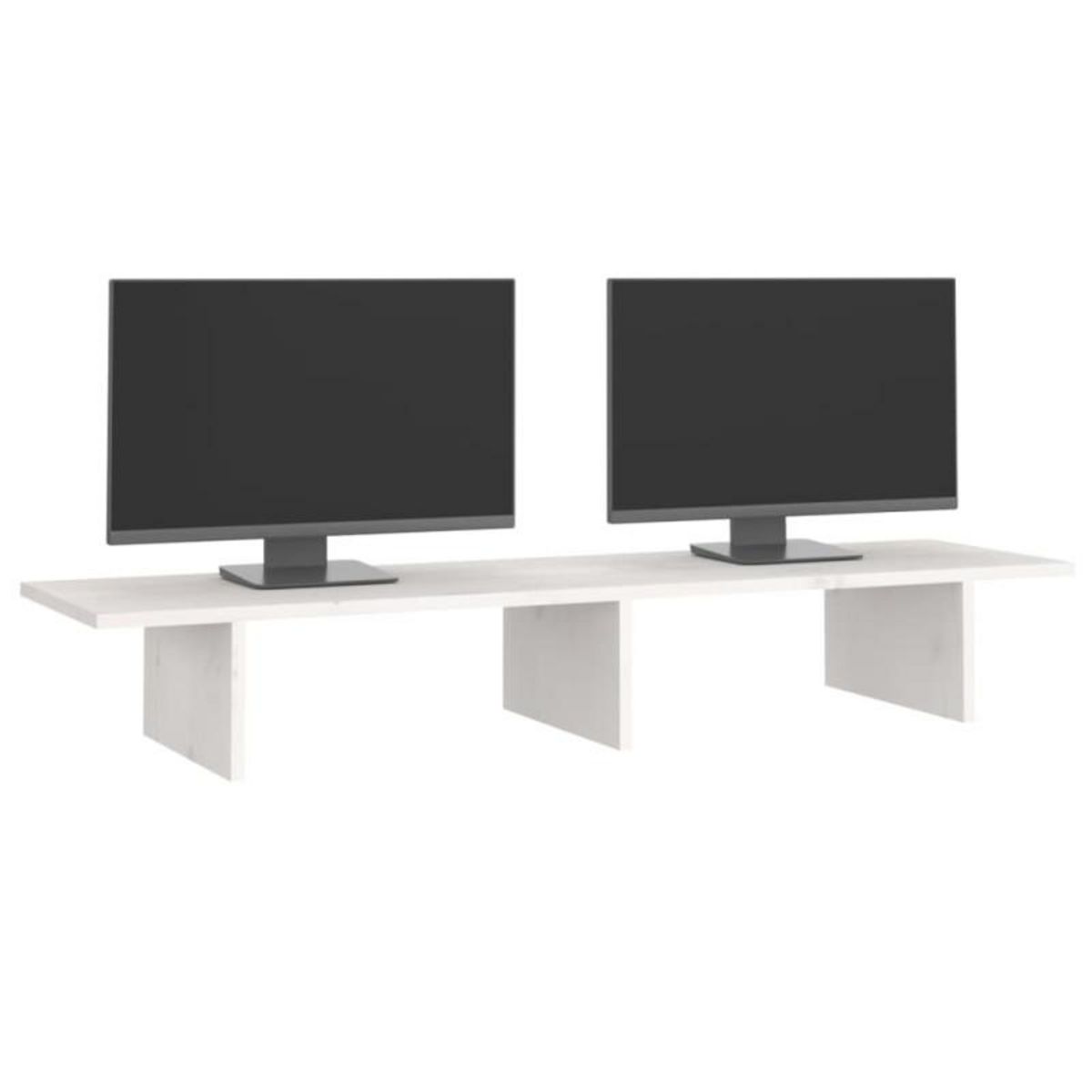 VIDAXL Support de moniteur Blanc 100x27x15 cm Bois de pin solide