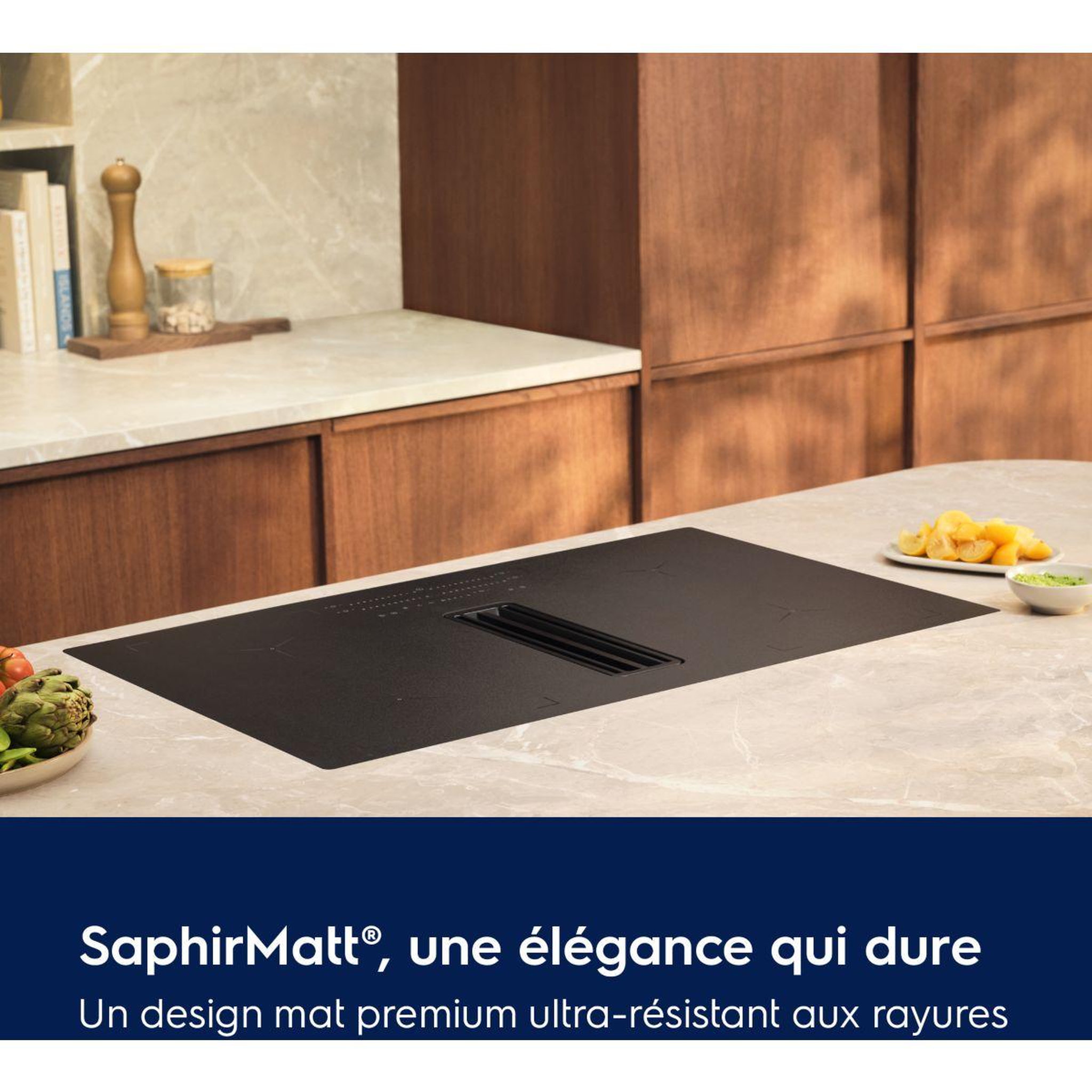 Voir la diapositive 4 : ELECTROLUX Plaque induction aspirante kcc83443cz saphirmatt- hotte intégrée mat