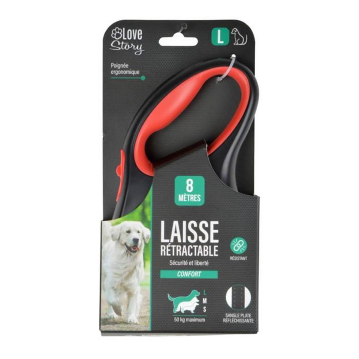 Paris Prix Laisse Rétractable Chien  Résistante  20cm Rouge