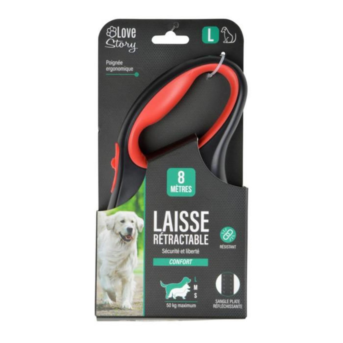 Paris Prix Laisse Rétractable Chien  Résistante  20cm Rouge
