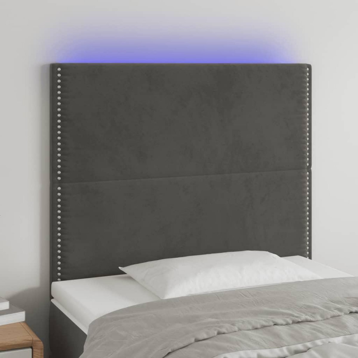 VIDAXL Tete de lit a LED Gris fonce 80x5x118/128 cm Velours