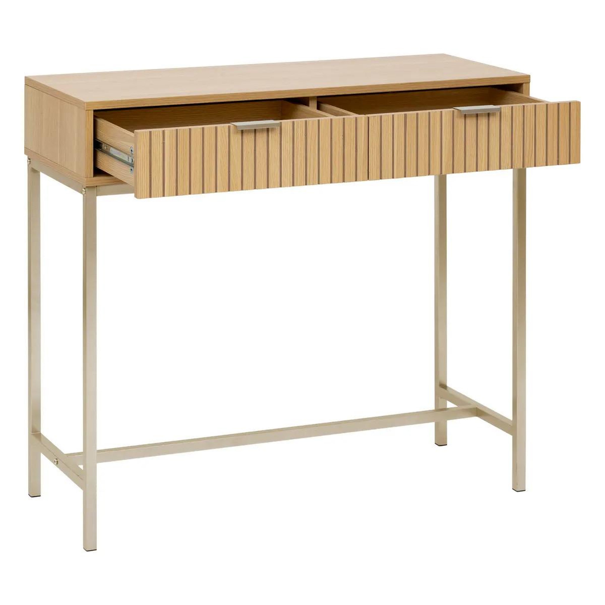 Voir la diapositive 2 : FIVE Console 2 tiroirs  tasso  90cm naturel